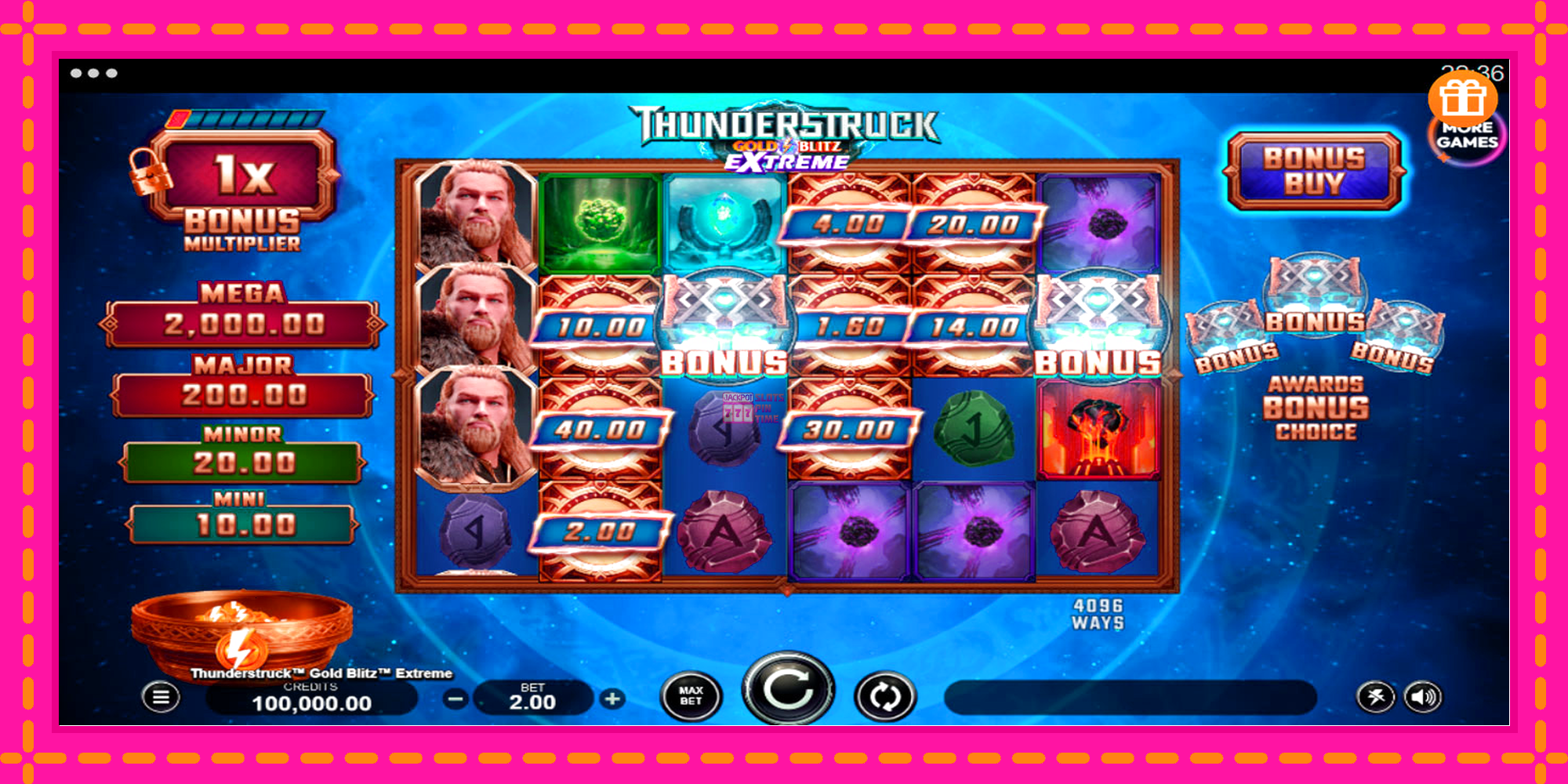 Slot machine Thunderstruck Gold Blitz Extreme gratuitamente, immagine 1