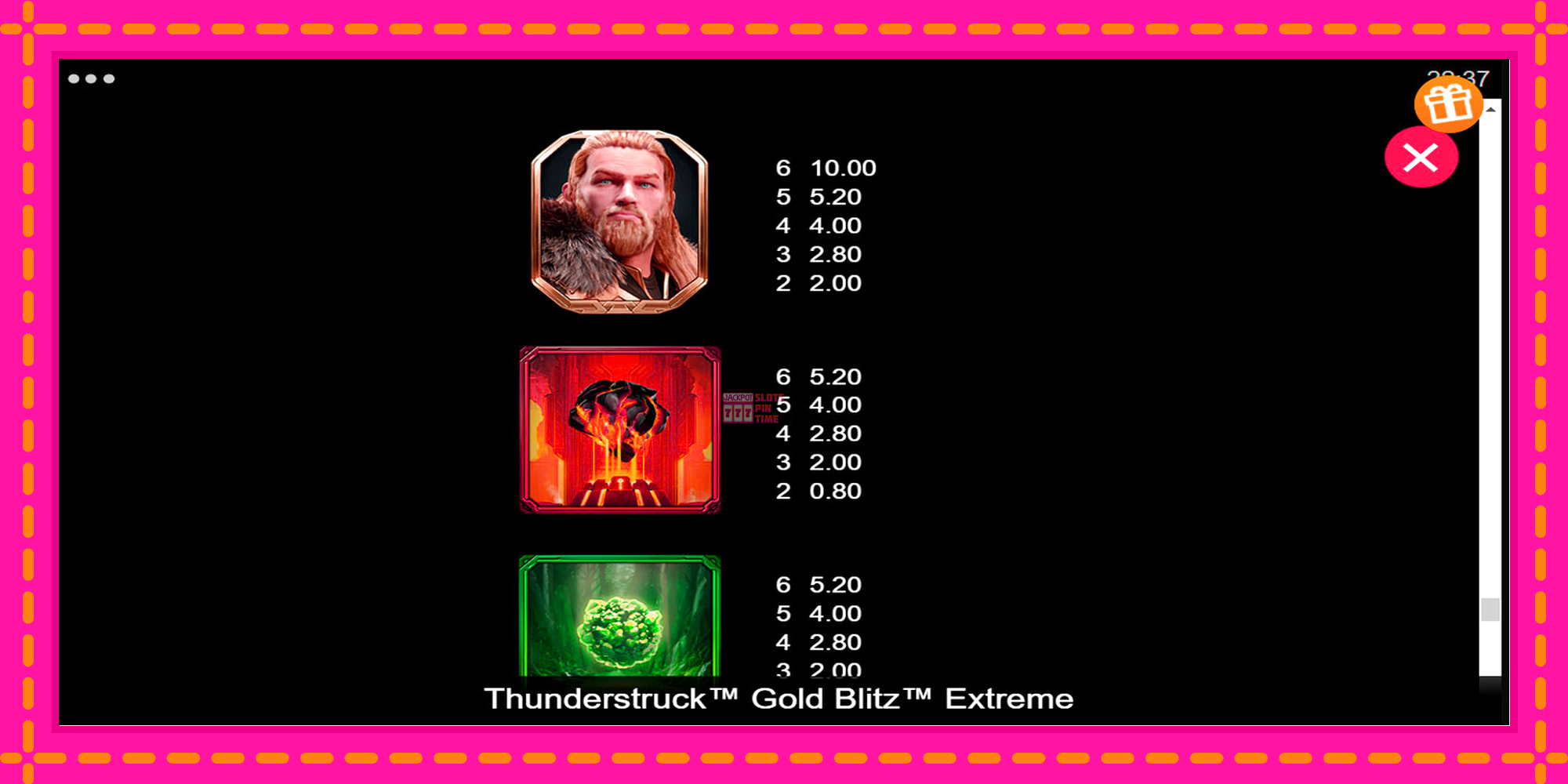 Slot machine Thunderstruck Gold Blitz Extreme gratuitamente, immagine 6