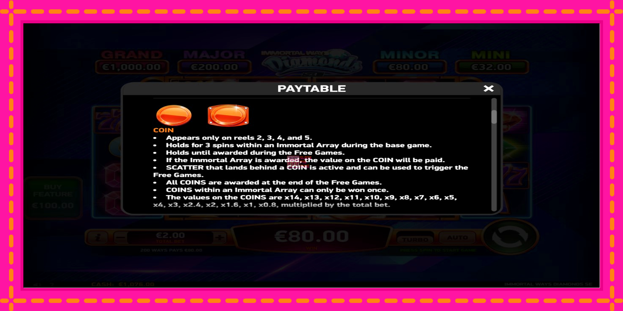 Slot machine Immortal Ways Diamonds SE gratuitamente, immagine 5