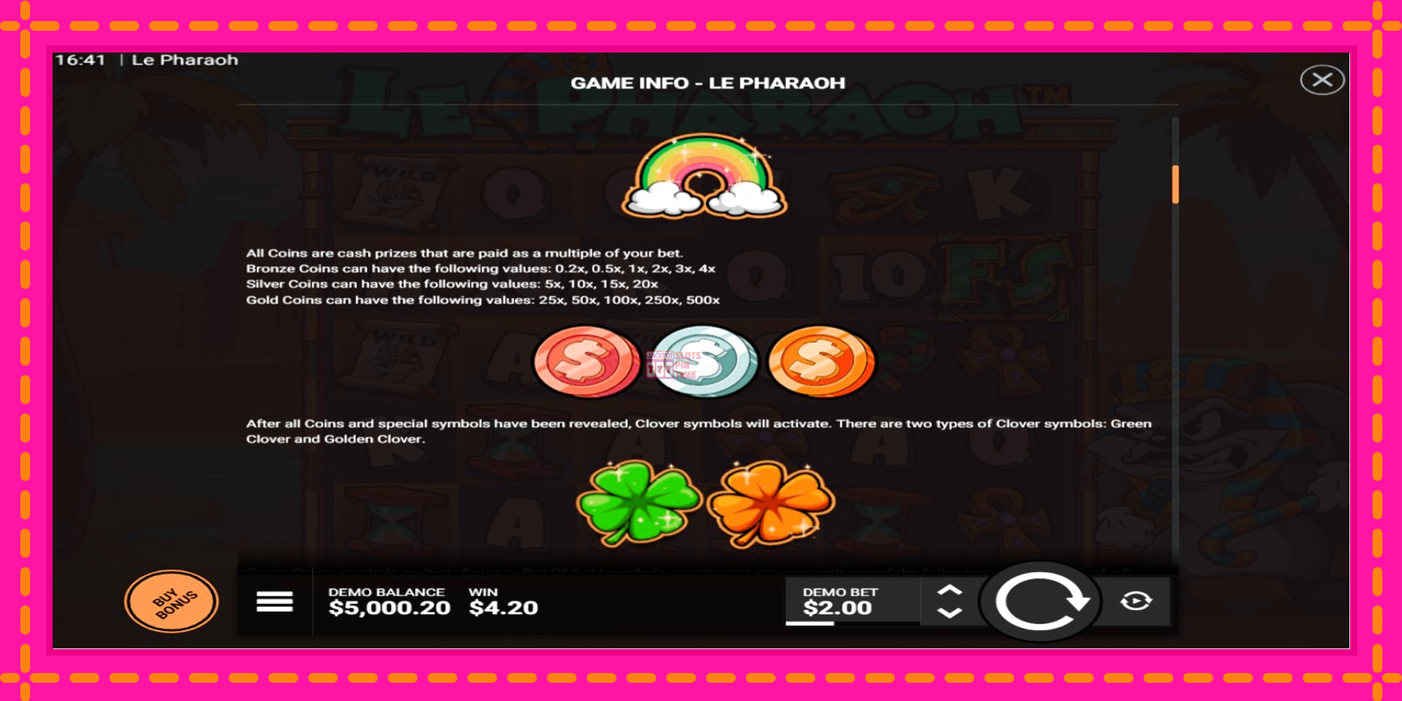 Slot machine Le Pharaoh gratuitamente, immagine 4