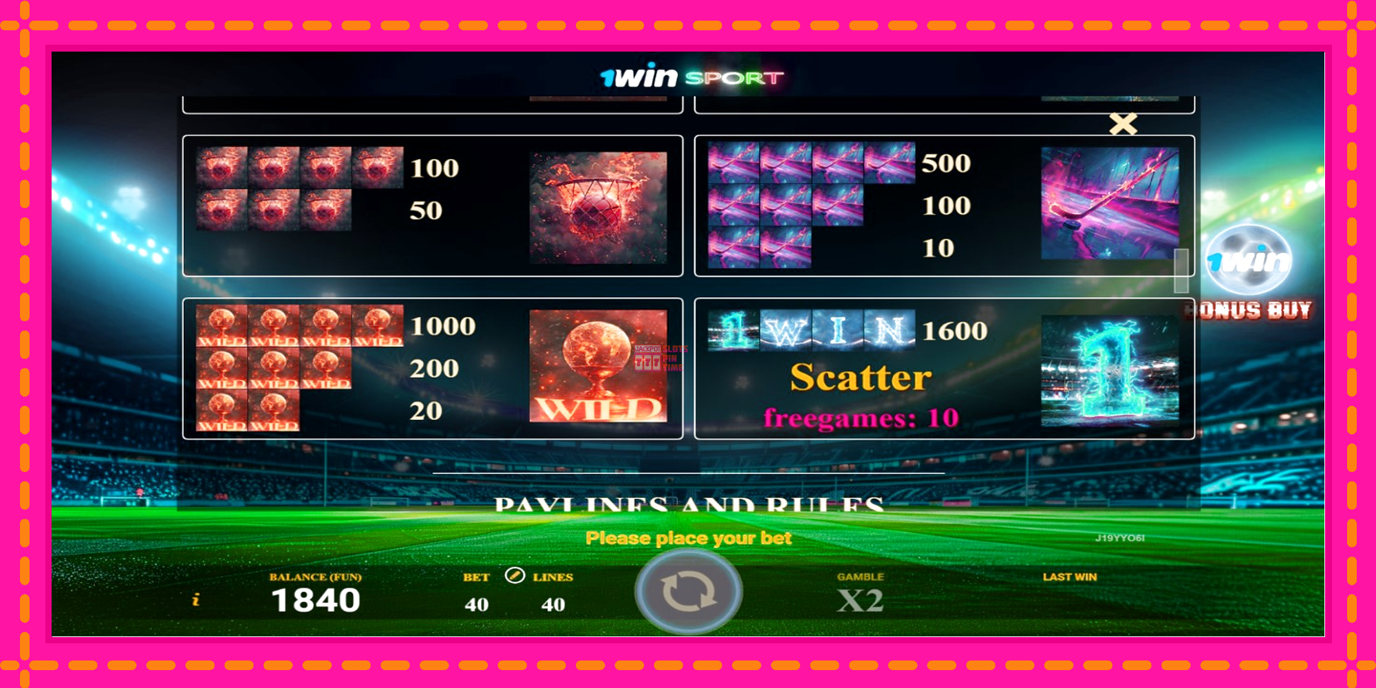 Slot machine 1win Sport gratuitamente, immagine 5