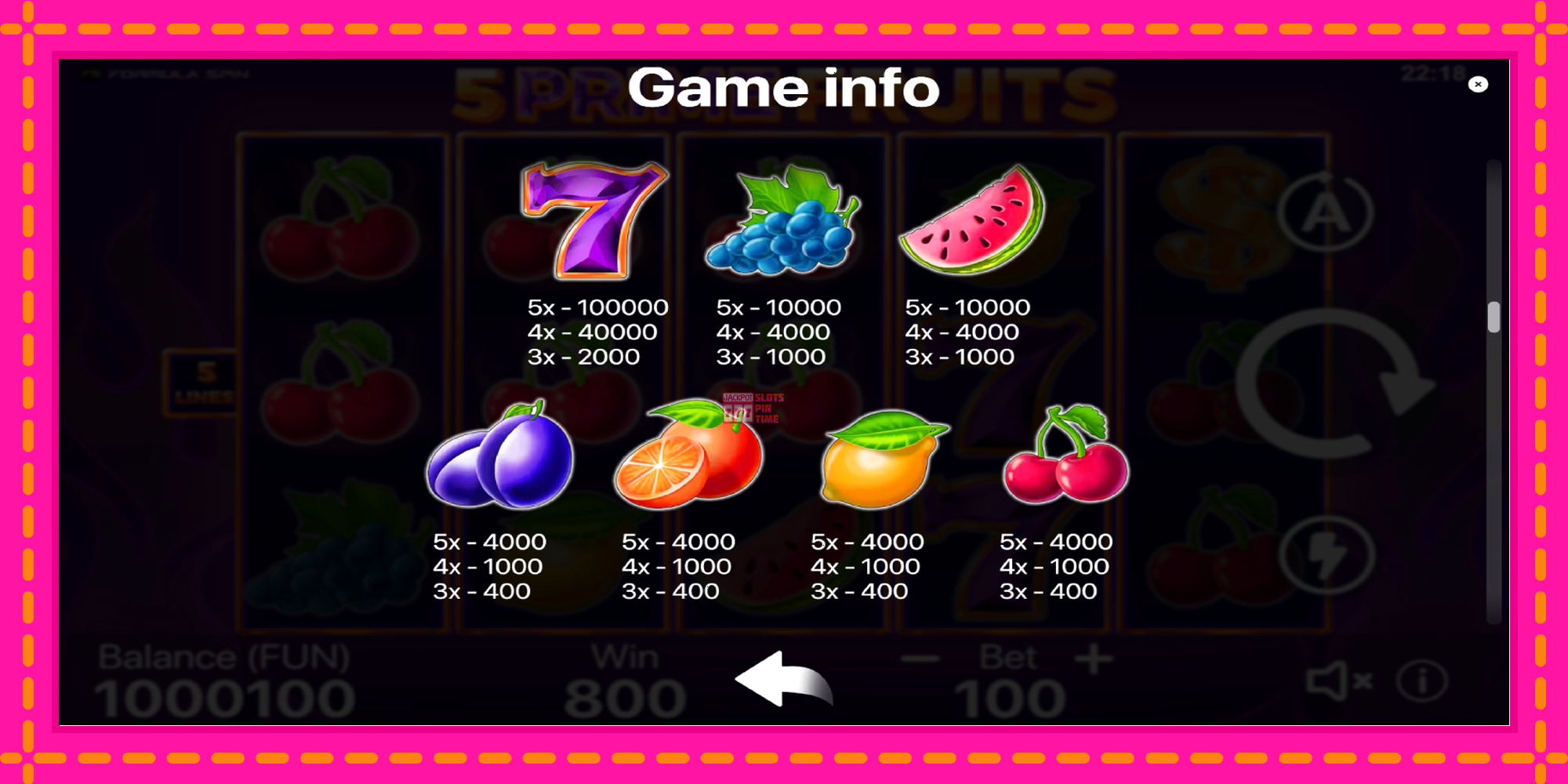 Slot machine 5 Prime Fruits gratuitamente, immagine 5