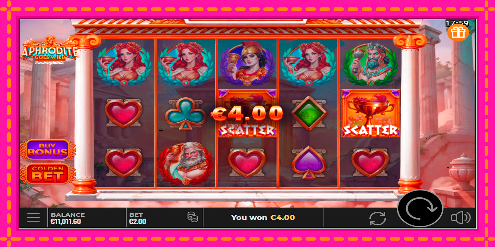 Slot machine Aphrodite Goes Wild RushingWilds gratuitamente, immagine 3