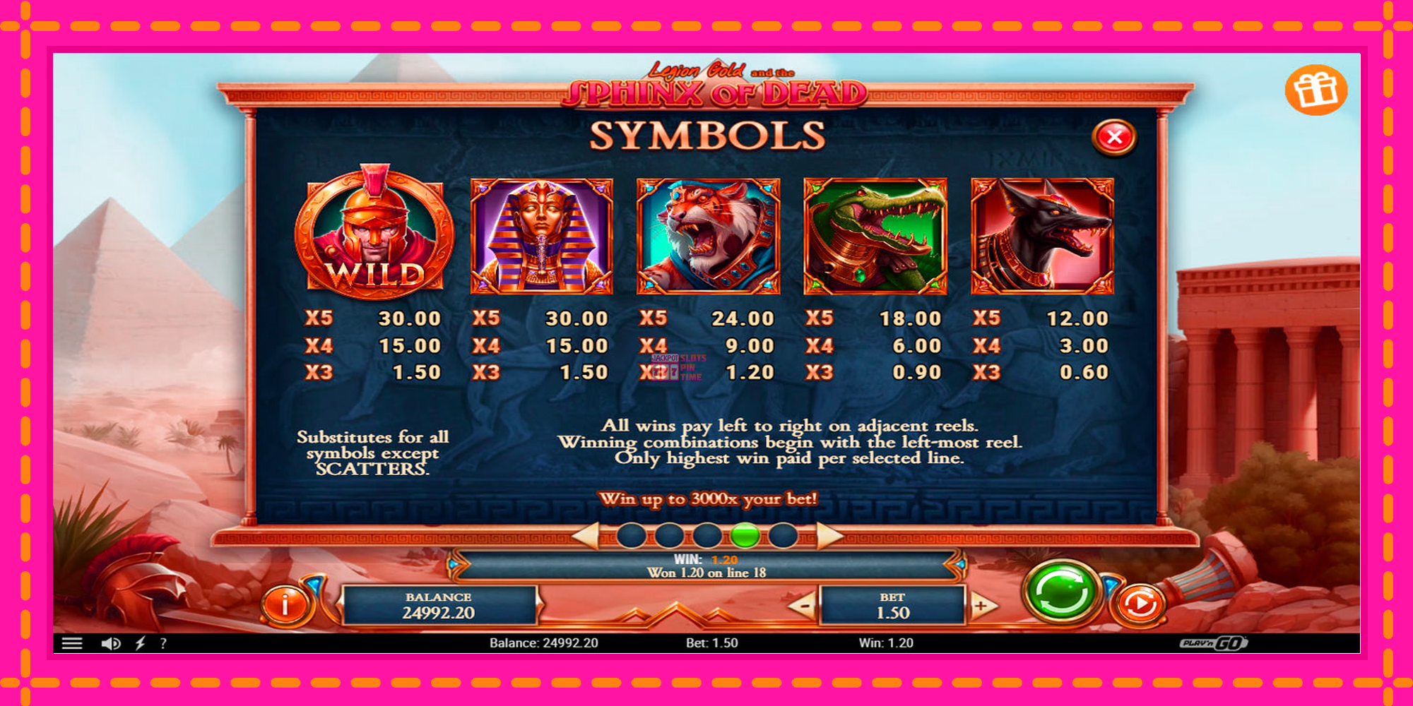 Slot machine Legion Gold and the Sphinx of Dead gratuitamente, immagine 6