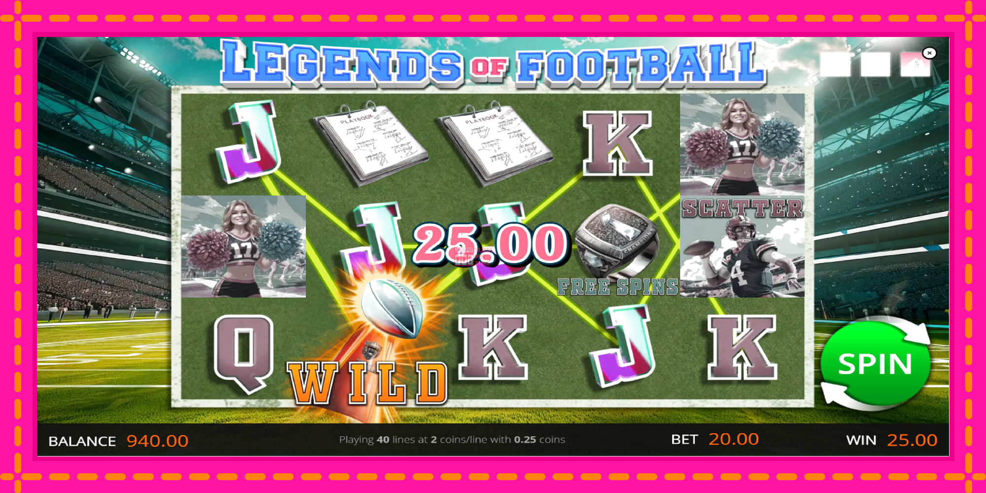 Slot machine Legends of Football gratuitamente, immagine 3