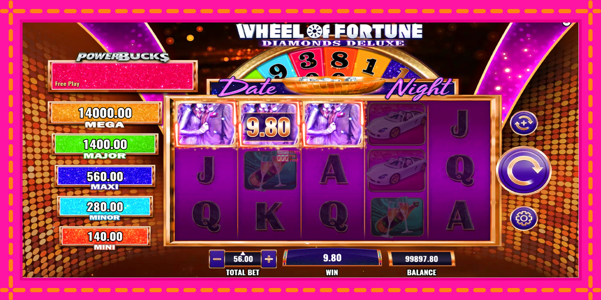 Slot machine PowerBucks Wheel of Fortune Diamonds Deluxe Date Night gratuitamente, immagine 3