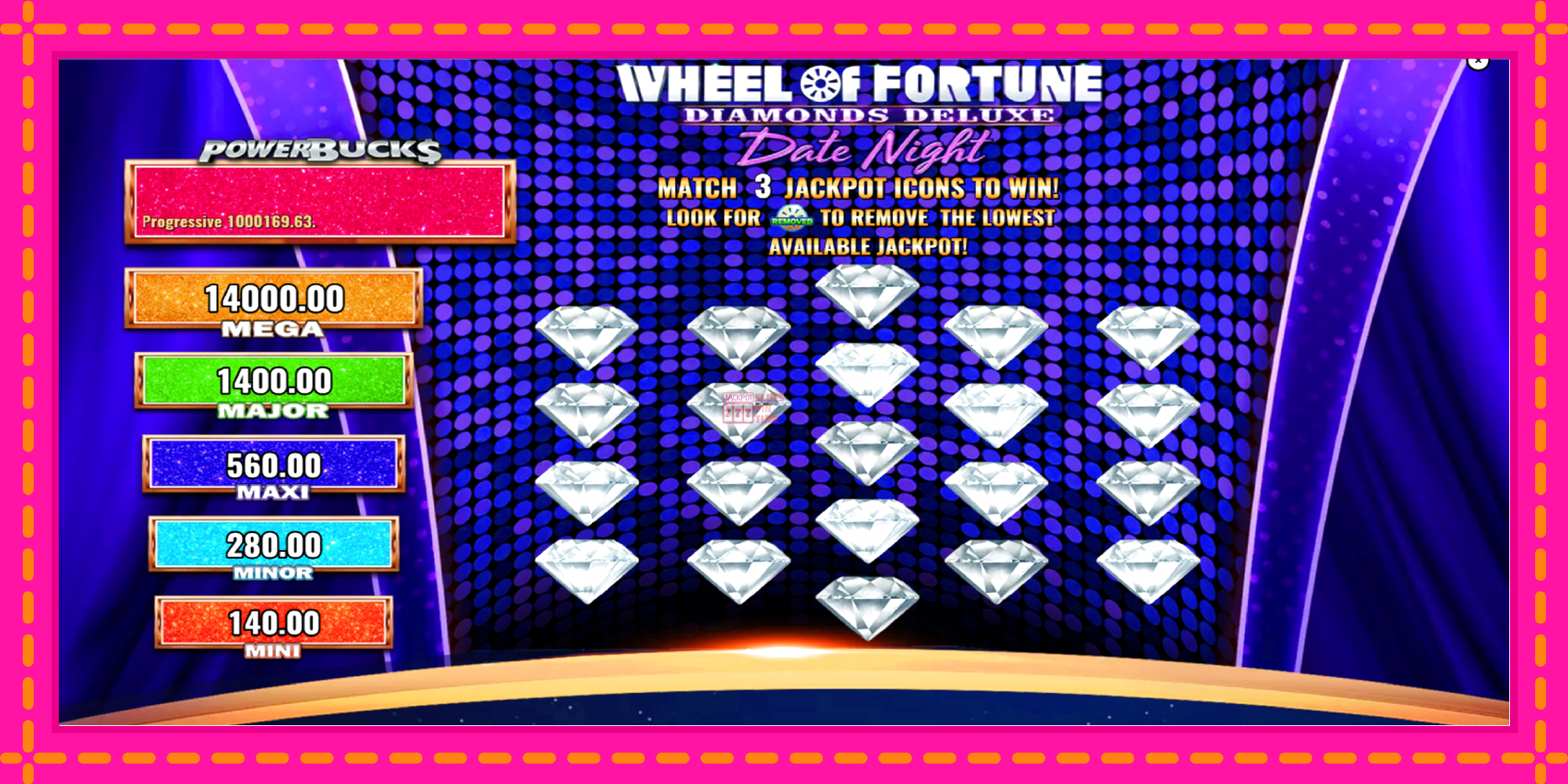 Slot machine PowerBucks Wheel of Fortune Diamonds Deluxe Date Night gratuitamente, immagine 4