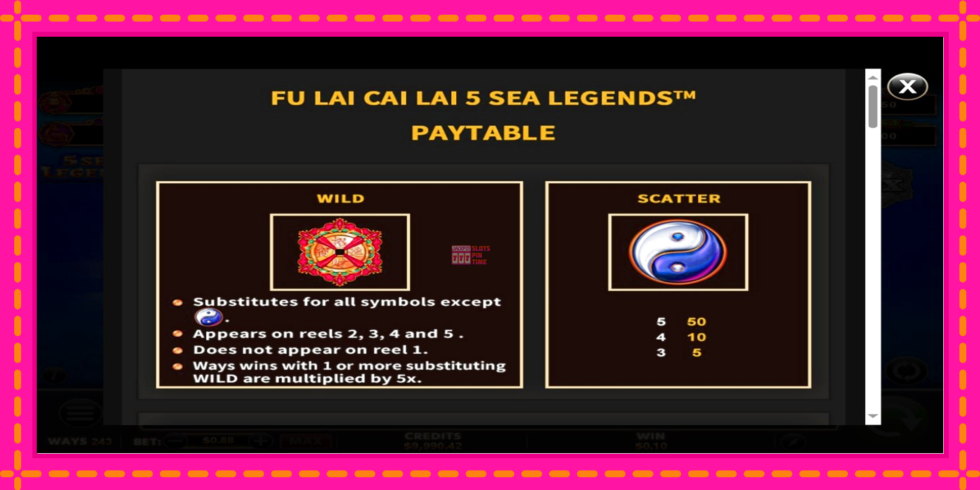 Slot machine Fu Lai Cai Lai 5 Sea Legends gratuitamente, immagine 5