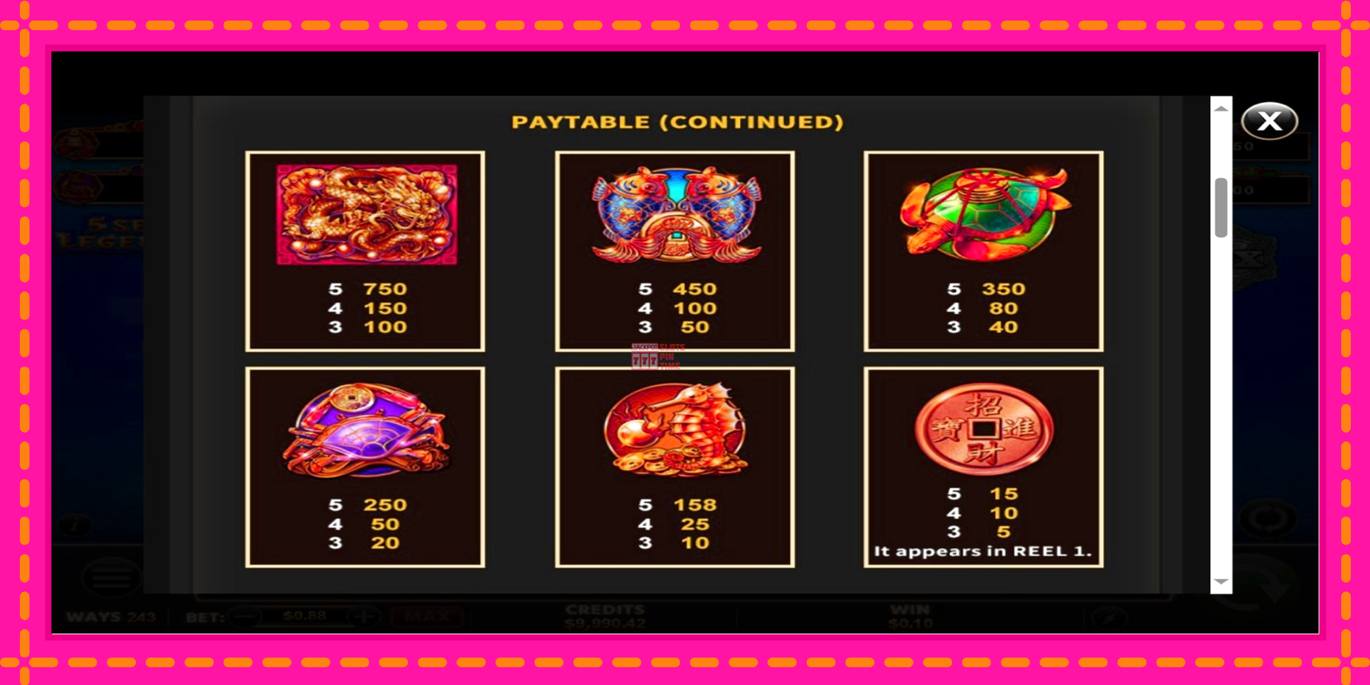 Slot machine Fu Lai Cai Lai 5 Sea Legends gratuitamente, immagine 6