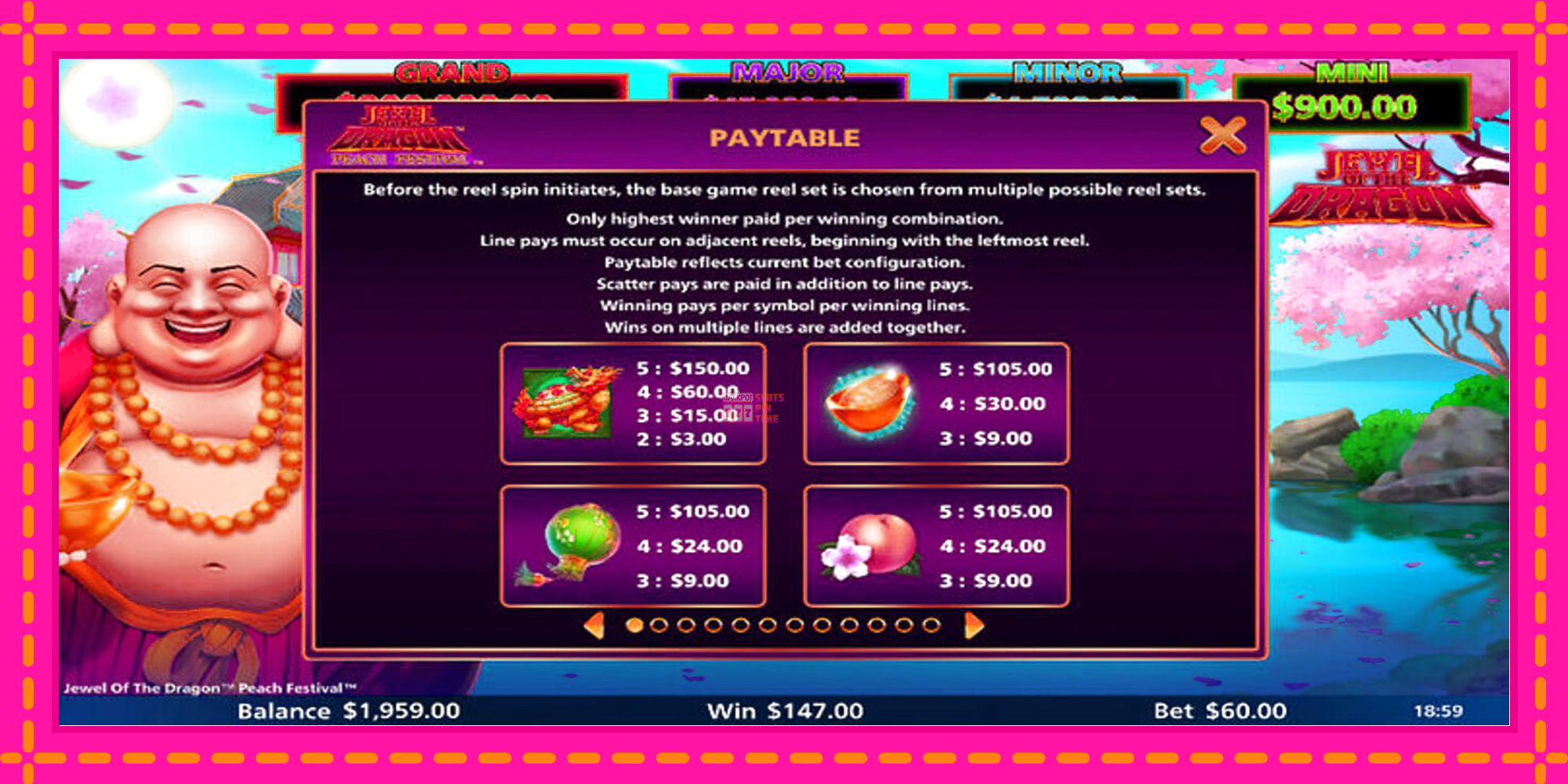 Slot machine Jewel of the Dragon Peach Festival gratuitamente, immagine 3