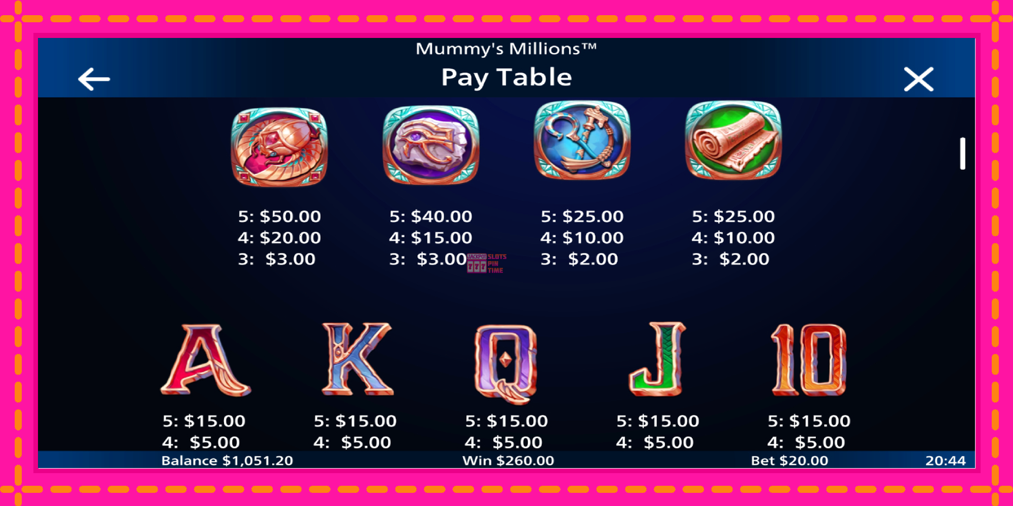 Slot machine Mummys Millions gratuitamente, immagine 6