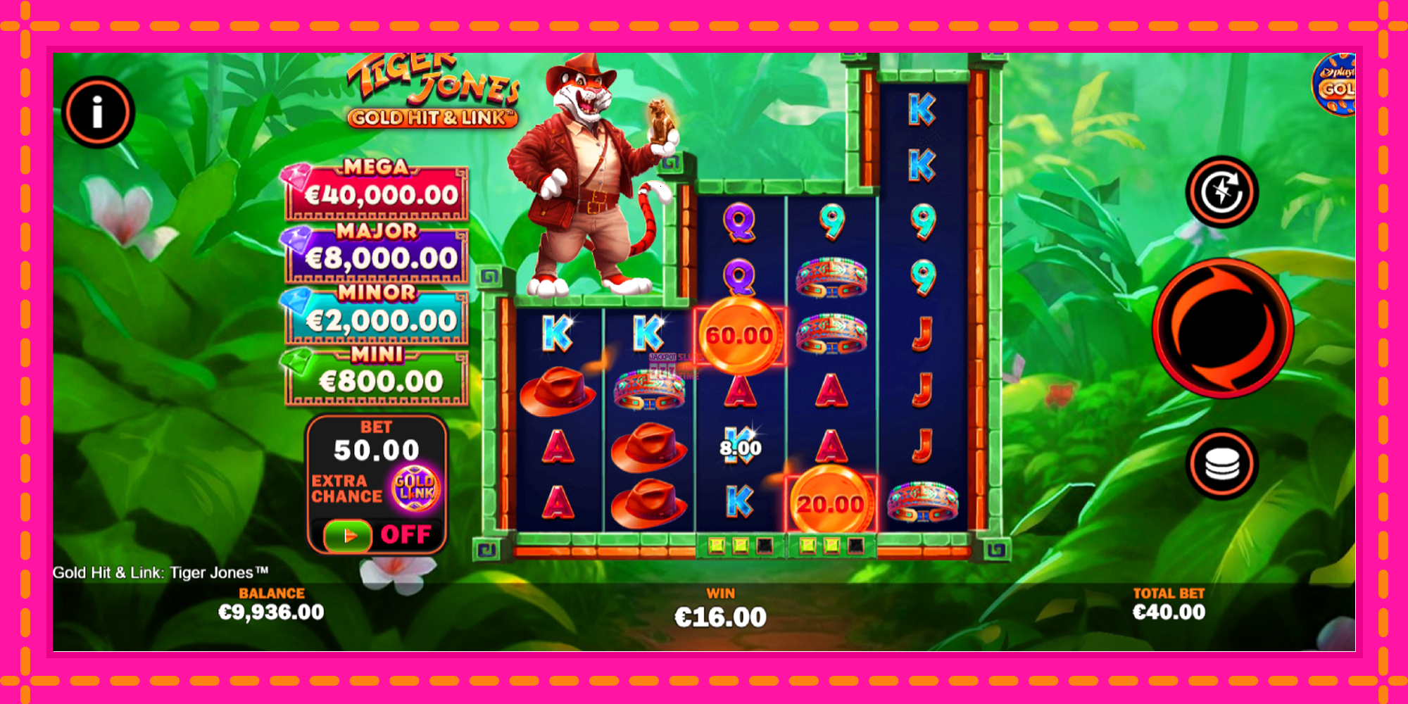 Slot machine Gold Hit & Link: Tiger Jones gratuitamente, immagine 3