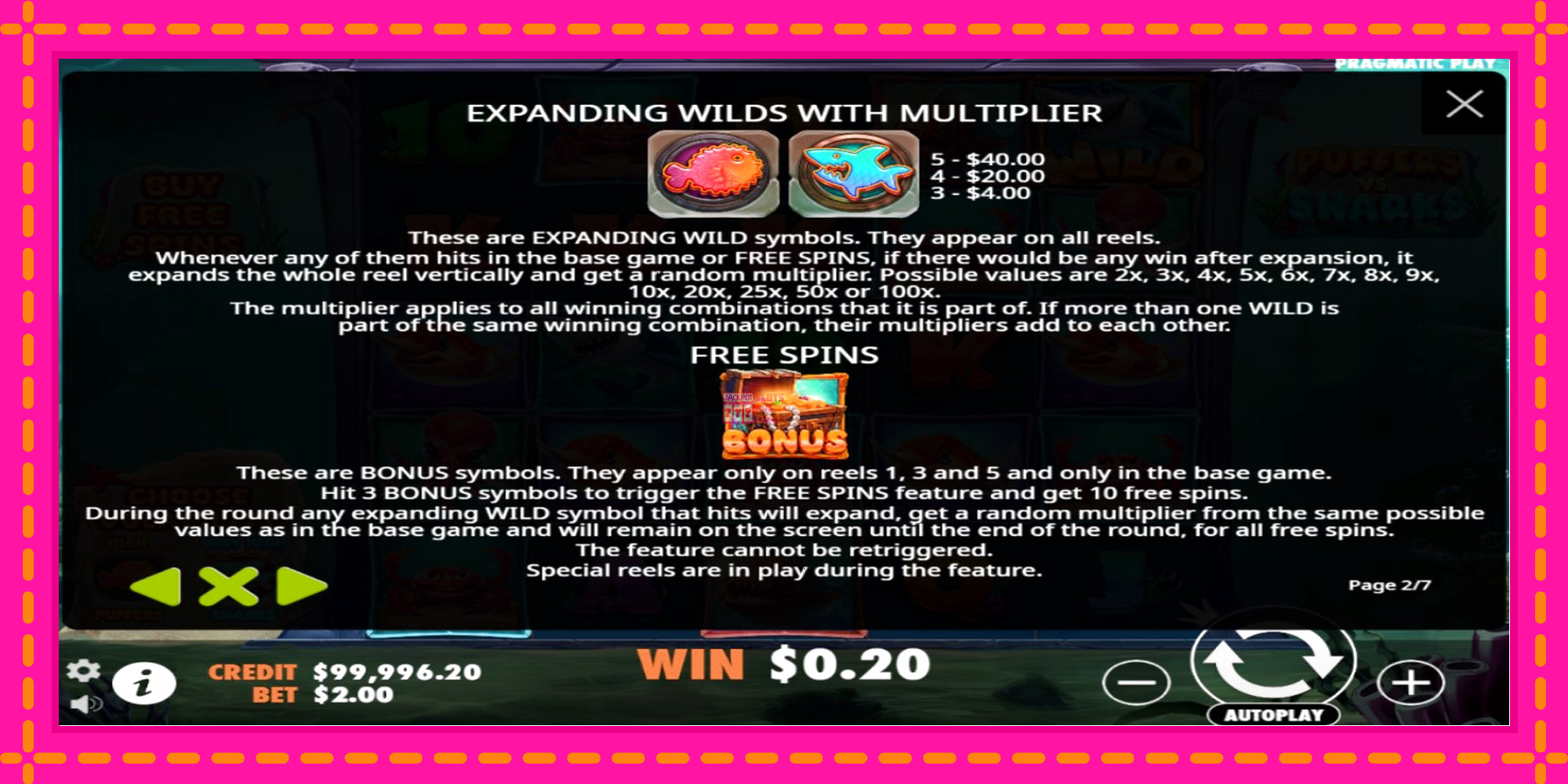 Slot machine Puffers Vs Sharks gratuitamente, immagine 5