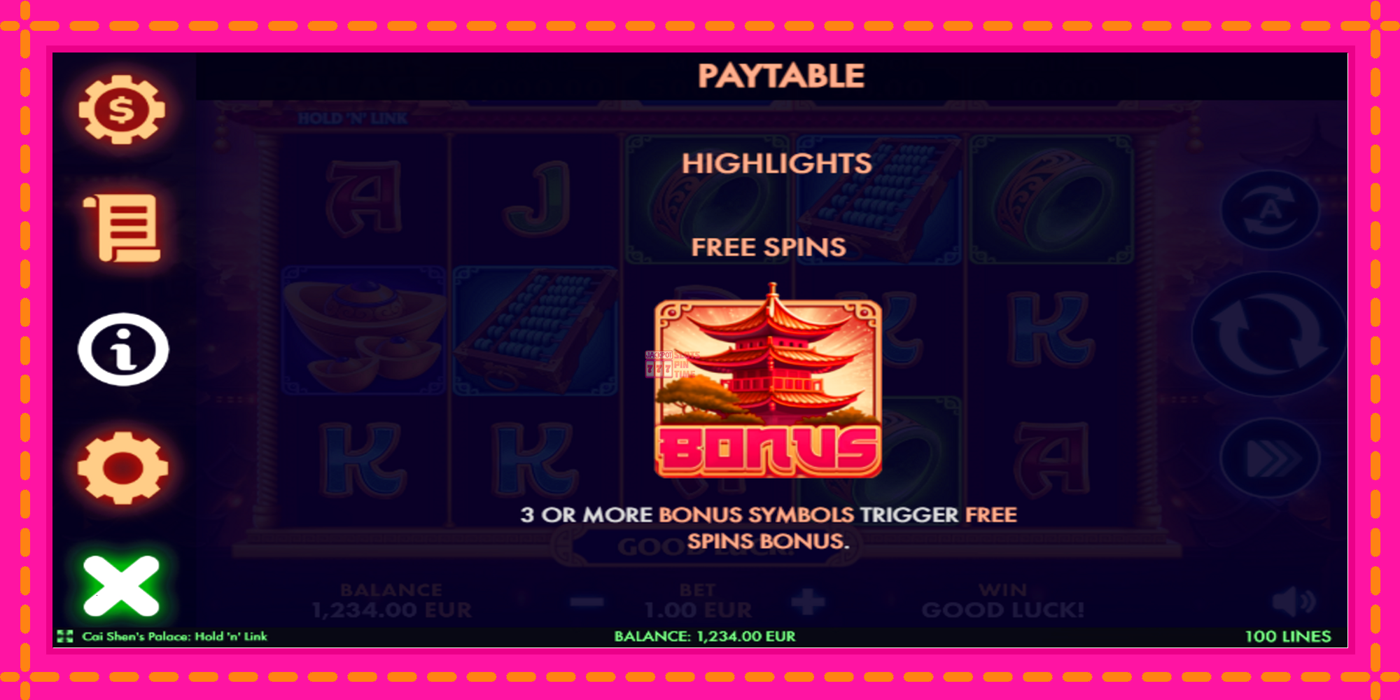 Slot machine Cai Shens Palace Hold N Link gratuitamente, immagine 5