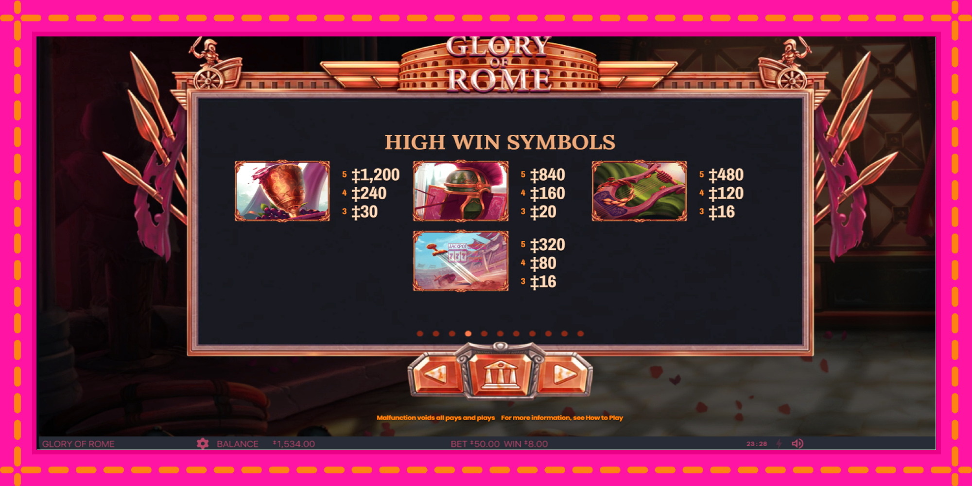 Slot machine Glory of Rome gratuitamente, immagine 5