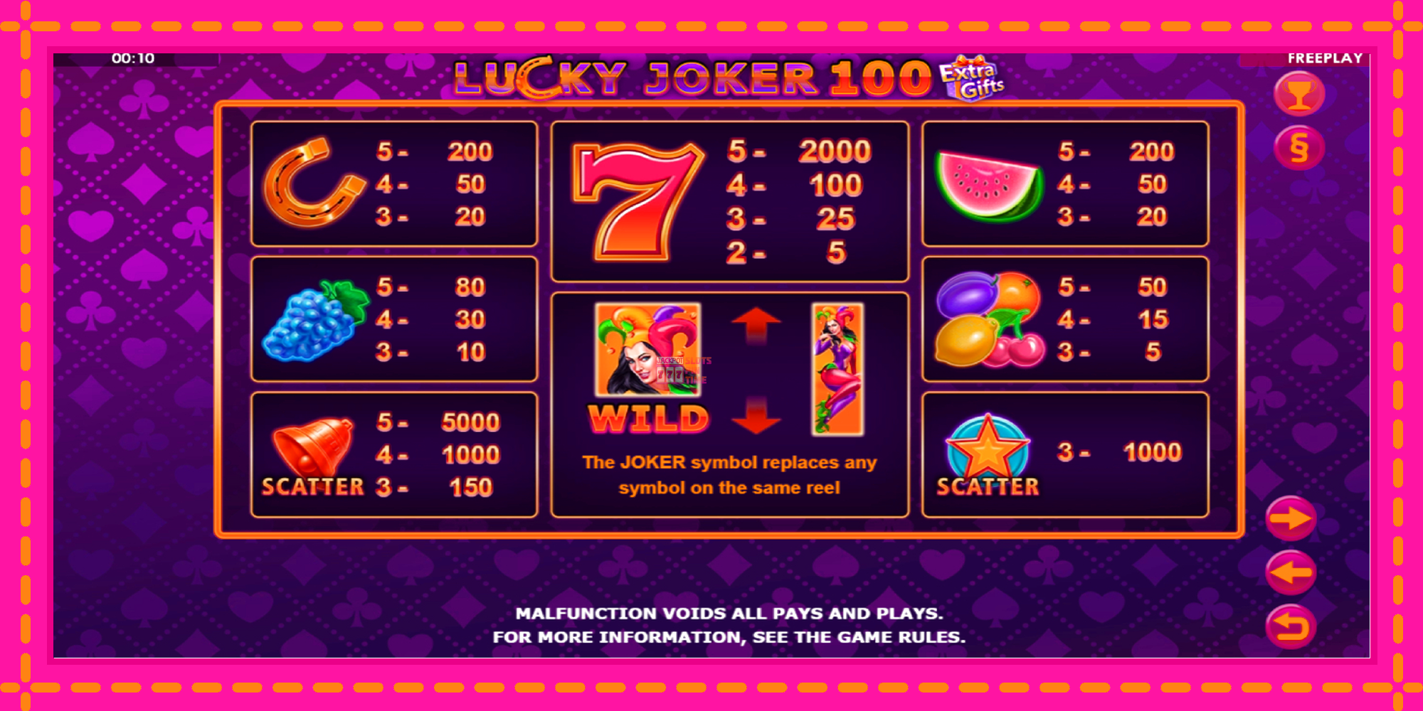 Slot machine Lucky Joker 100 Extra Gifts gratuitamente, immagine 5