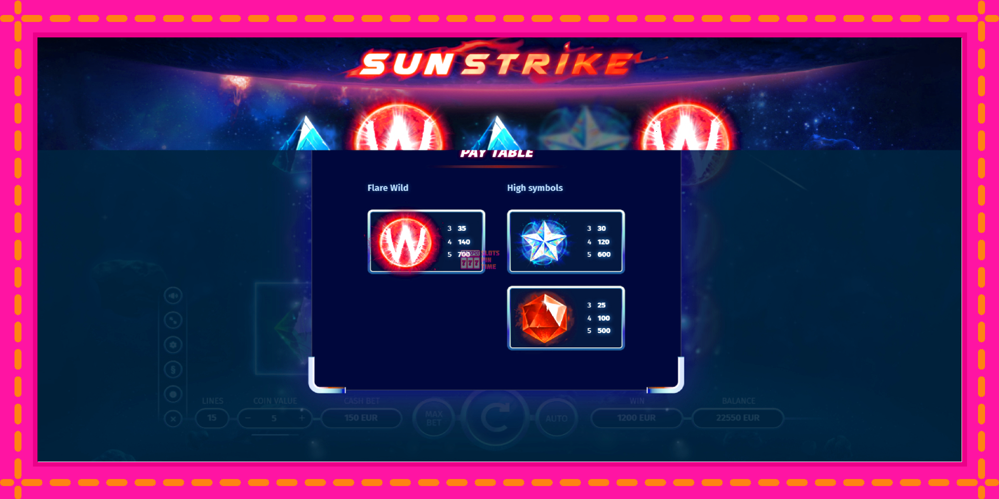 Slot machine Sun Strike gratuitamente, immagine 5