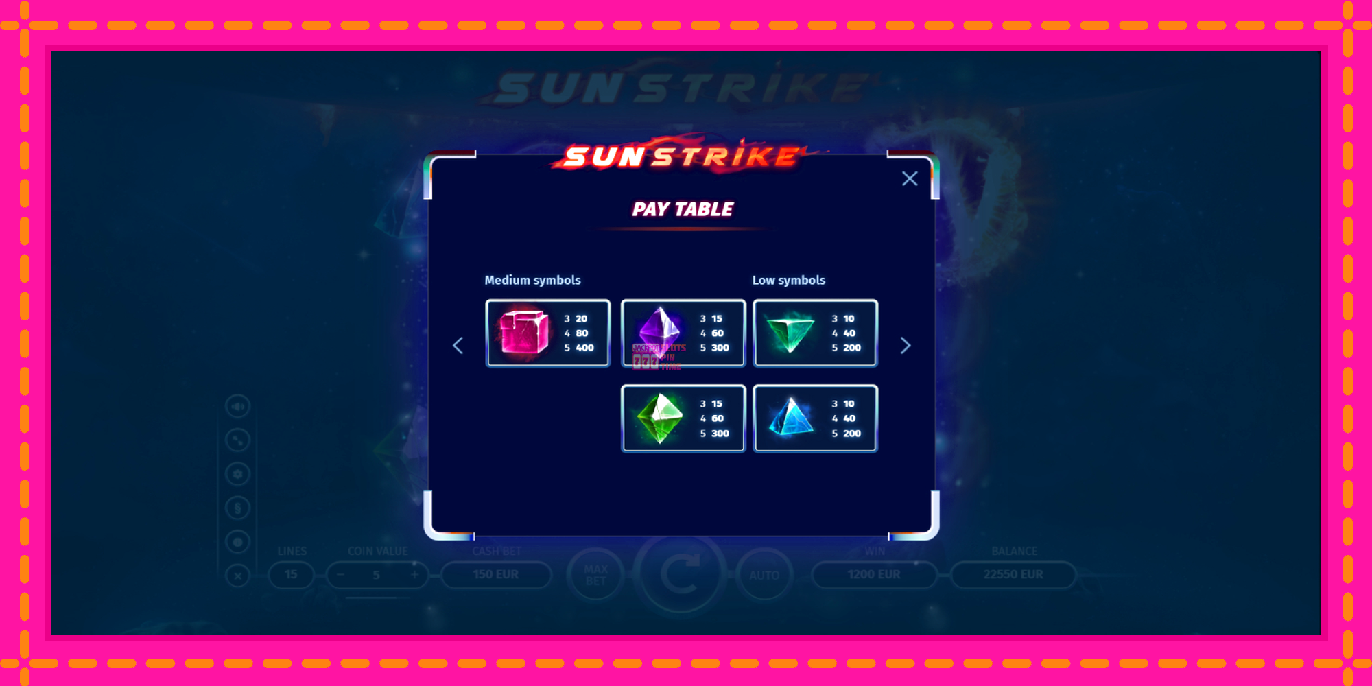 Slot machine Sun Strike gratuitamente, immagine 6