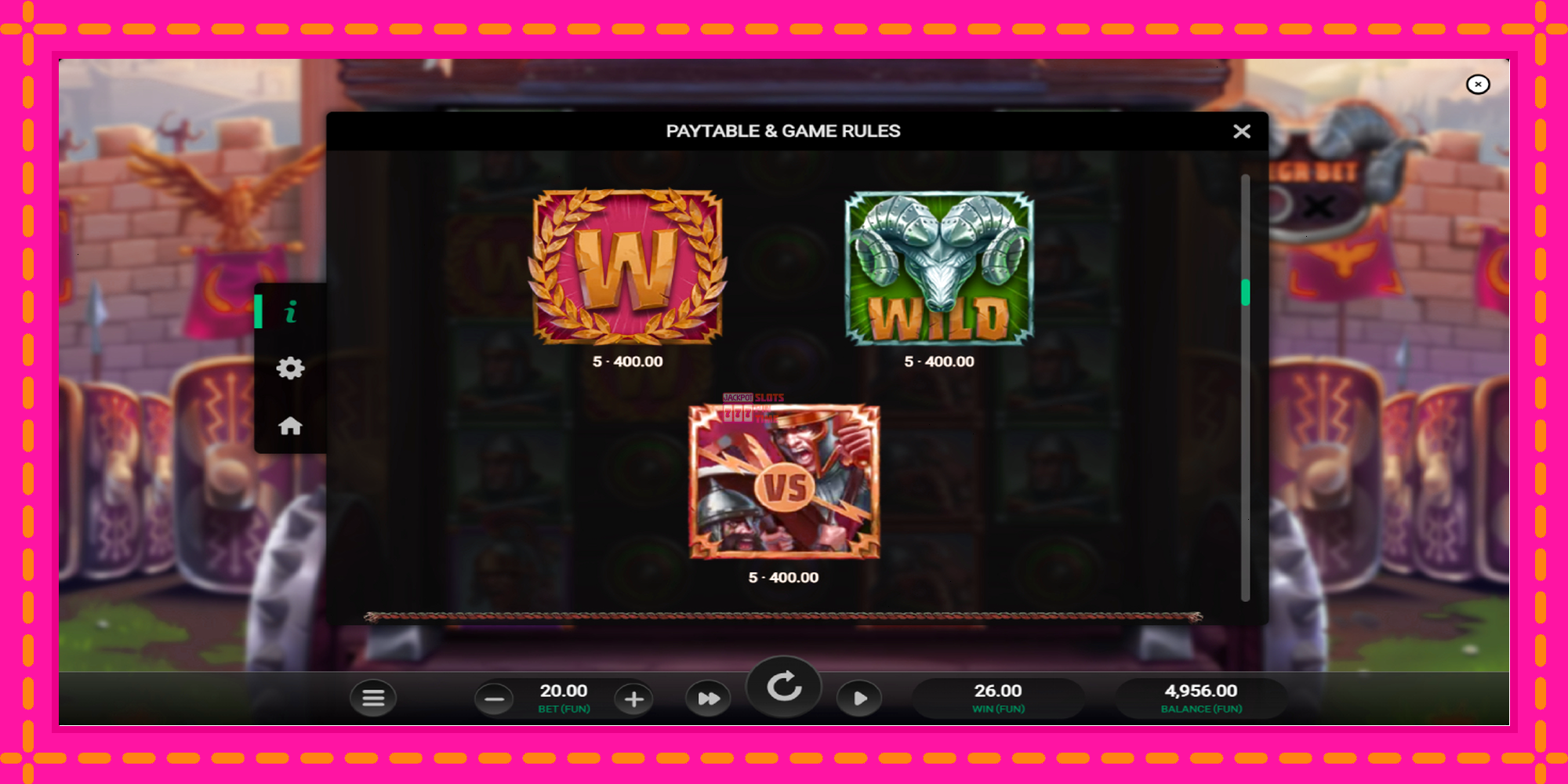 Slot machine Roman Rivals Blood and Sand Dream Drop gratuitamente, immagine 6