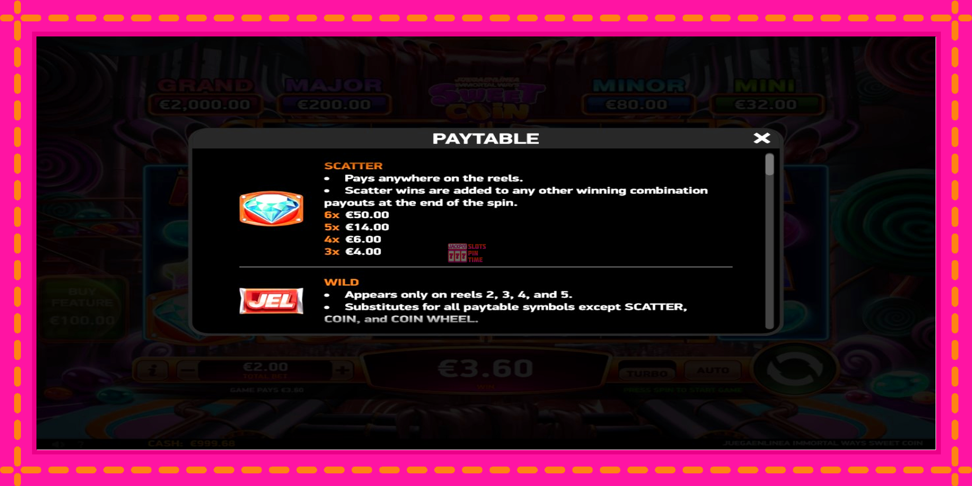 Slot machine JuegaenLinea Immortal Ways Sweet Coin gratuitamente, immagine 4