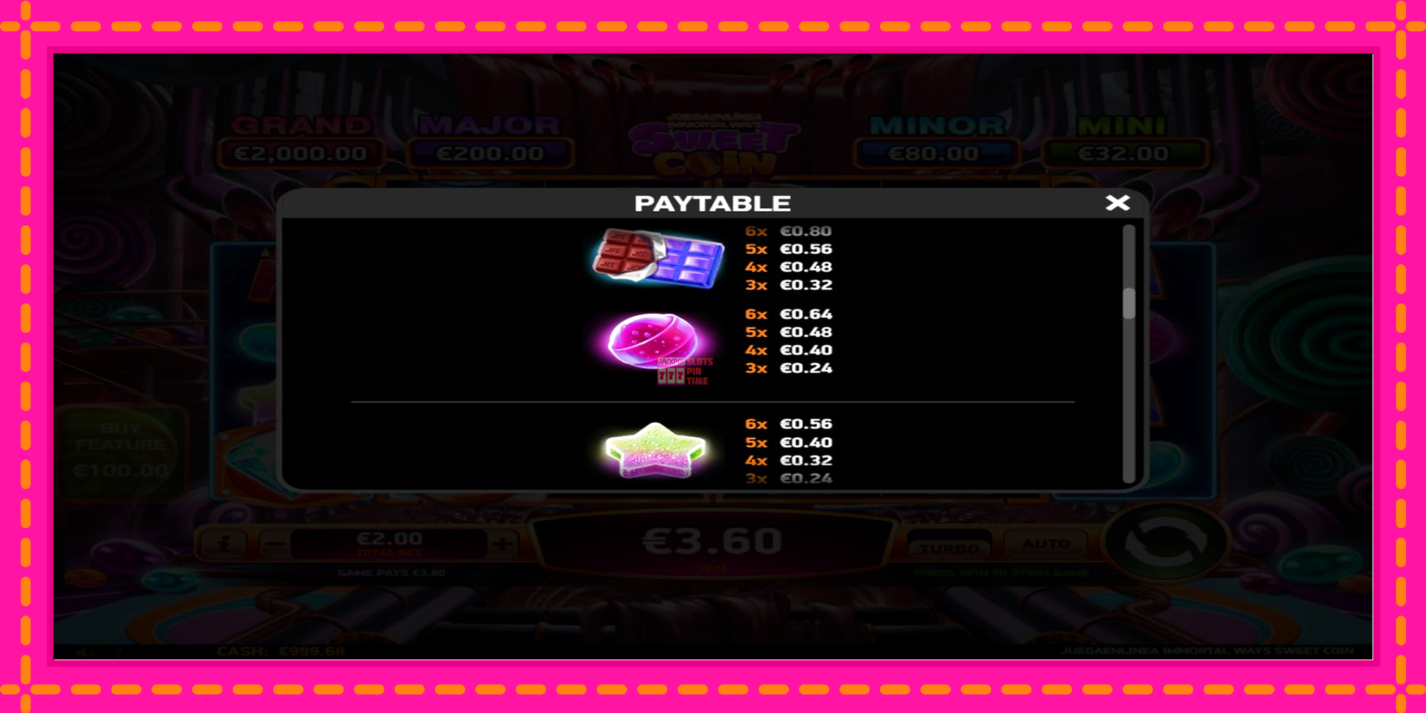 Slot machine JuegaenLinea Immortal Ways Sweet Coin gratuitamente, immagine 6