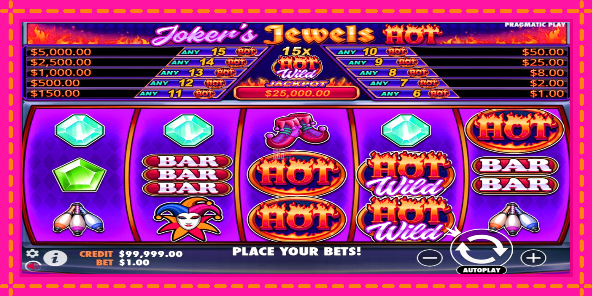 Slot machine Jokers Jewels Hot gratuitamente, immagine 1