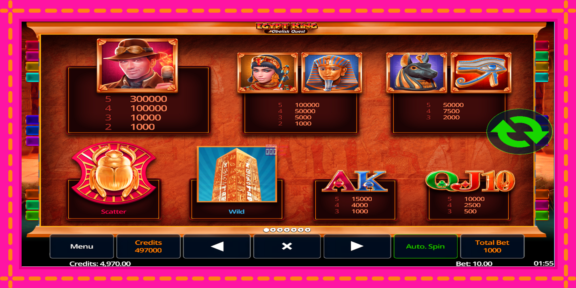 Slot machine Egypt King Obelisk Quest gratuitamente, immagine 4