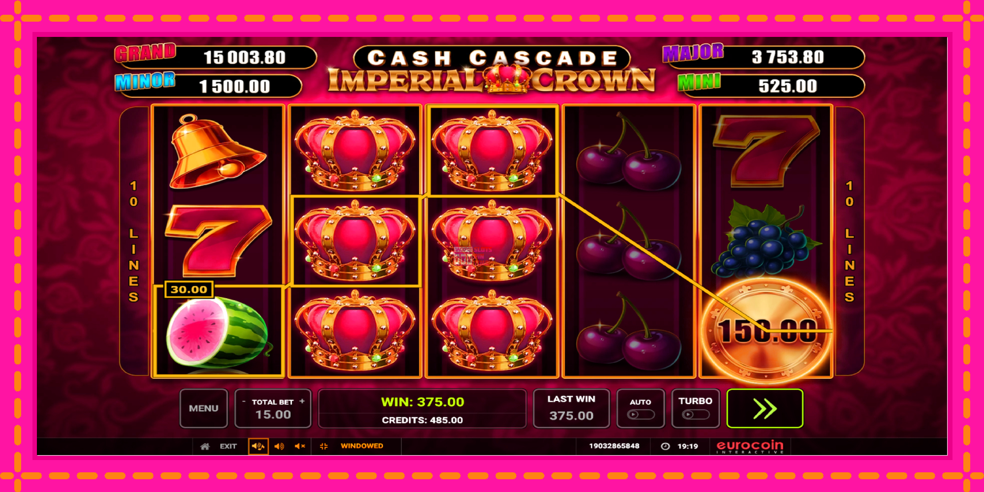 Slot machine Cash Cascade Imperial Crown gratuitamente, immagine 2