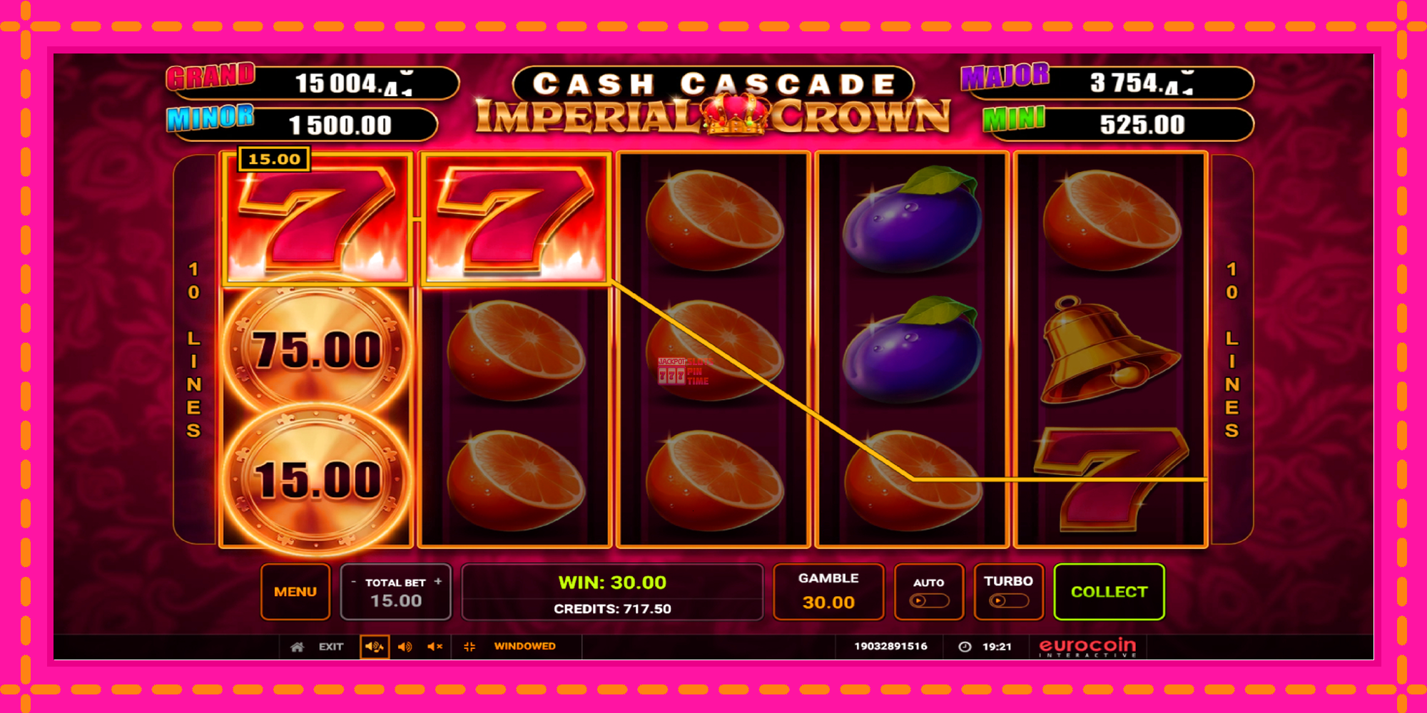 Slot machine Cash Cascade Imperial Crown gratuitamente, immagine 3