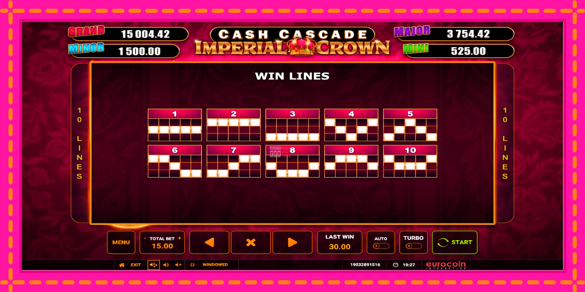 Slot machine Cash Cascade Imperial Crown gratuitamente, immagine 6