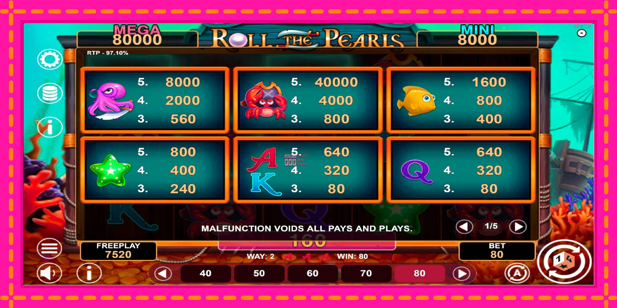 Slot machine Roll The Pearls Hold & Win gratuitamente, immagine 5