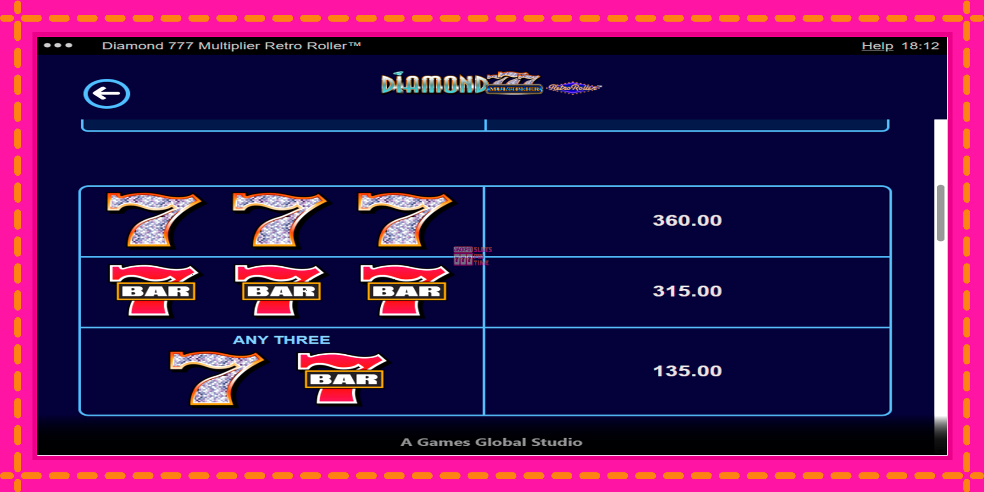 Slot machine Diamond 777 Multiplier Retro Roller gratuitamente, immagine 6