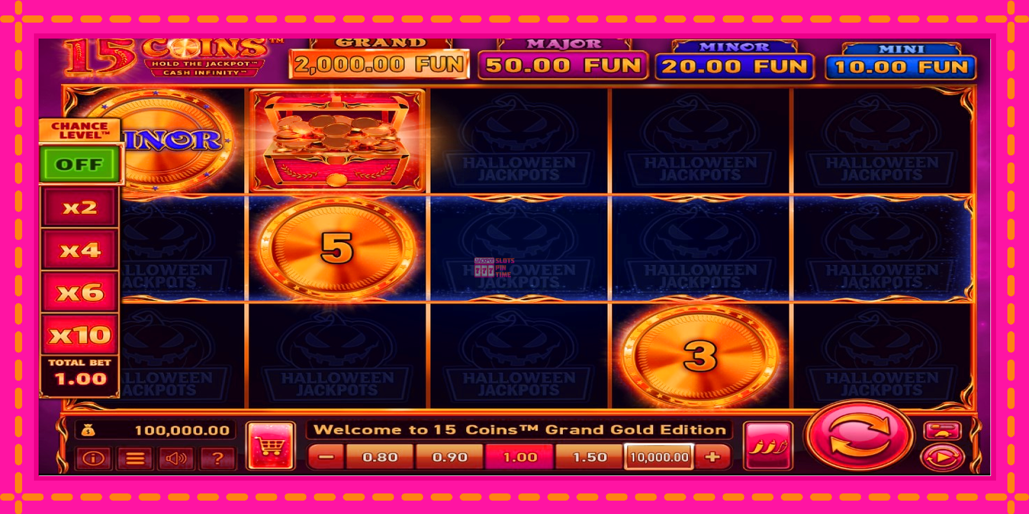 Slot machine 15 Coins Grand Gold Edition Halloween Jackpot gratuitamente, immagine 1