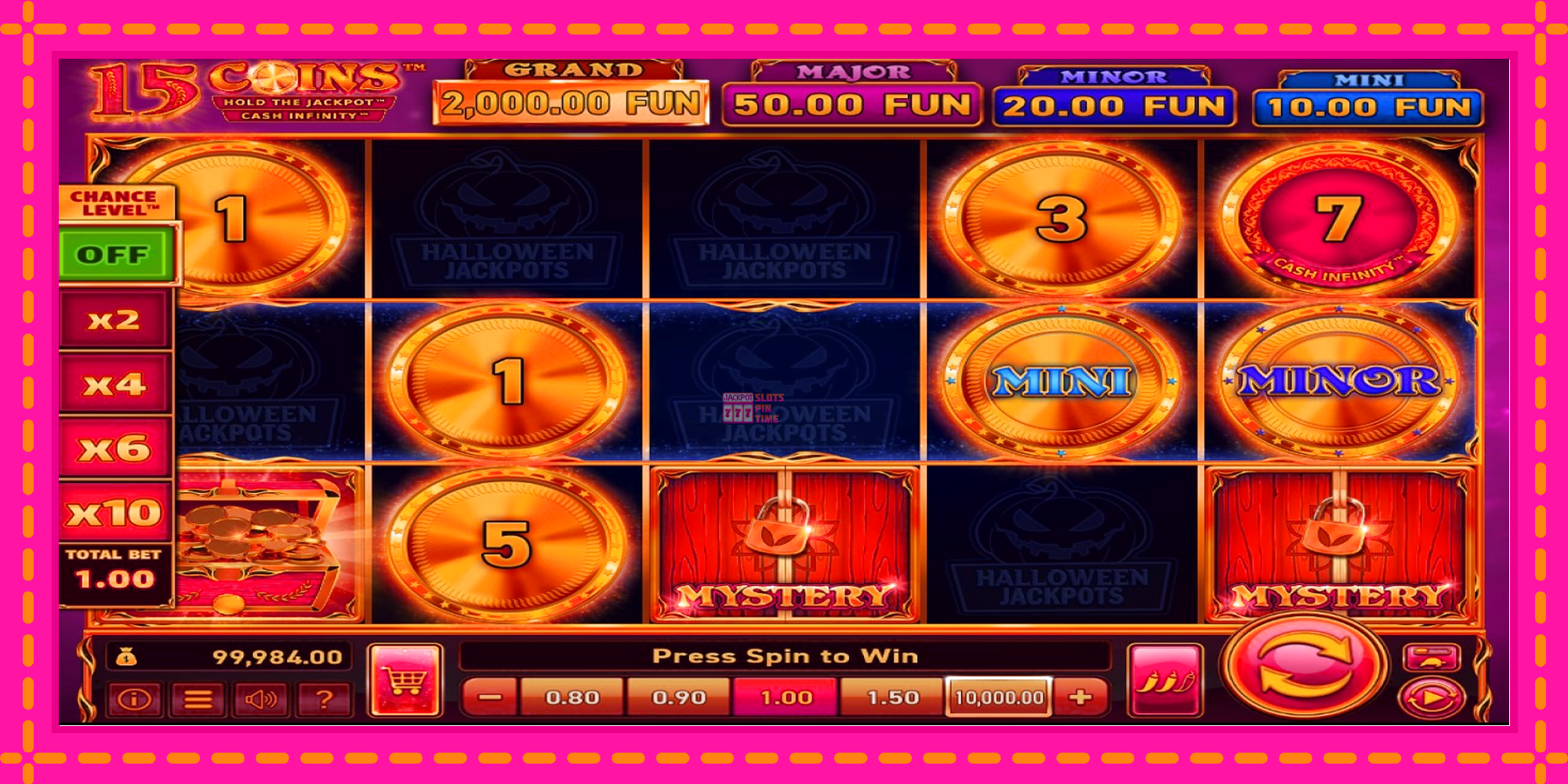 Slot machine 15 Coins Grand Gold Edition Halloween Jackpot gratuitamente, immagine 2