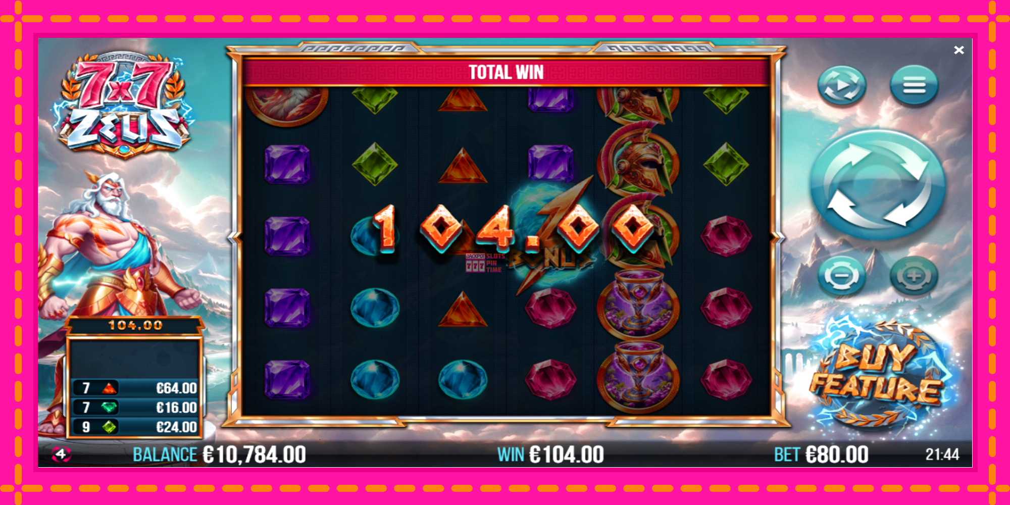 Slot machine 7x7 Zeus gratuitamente, immagine 4