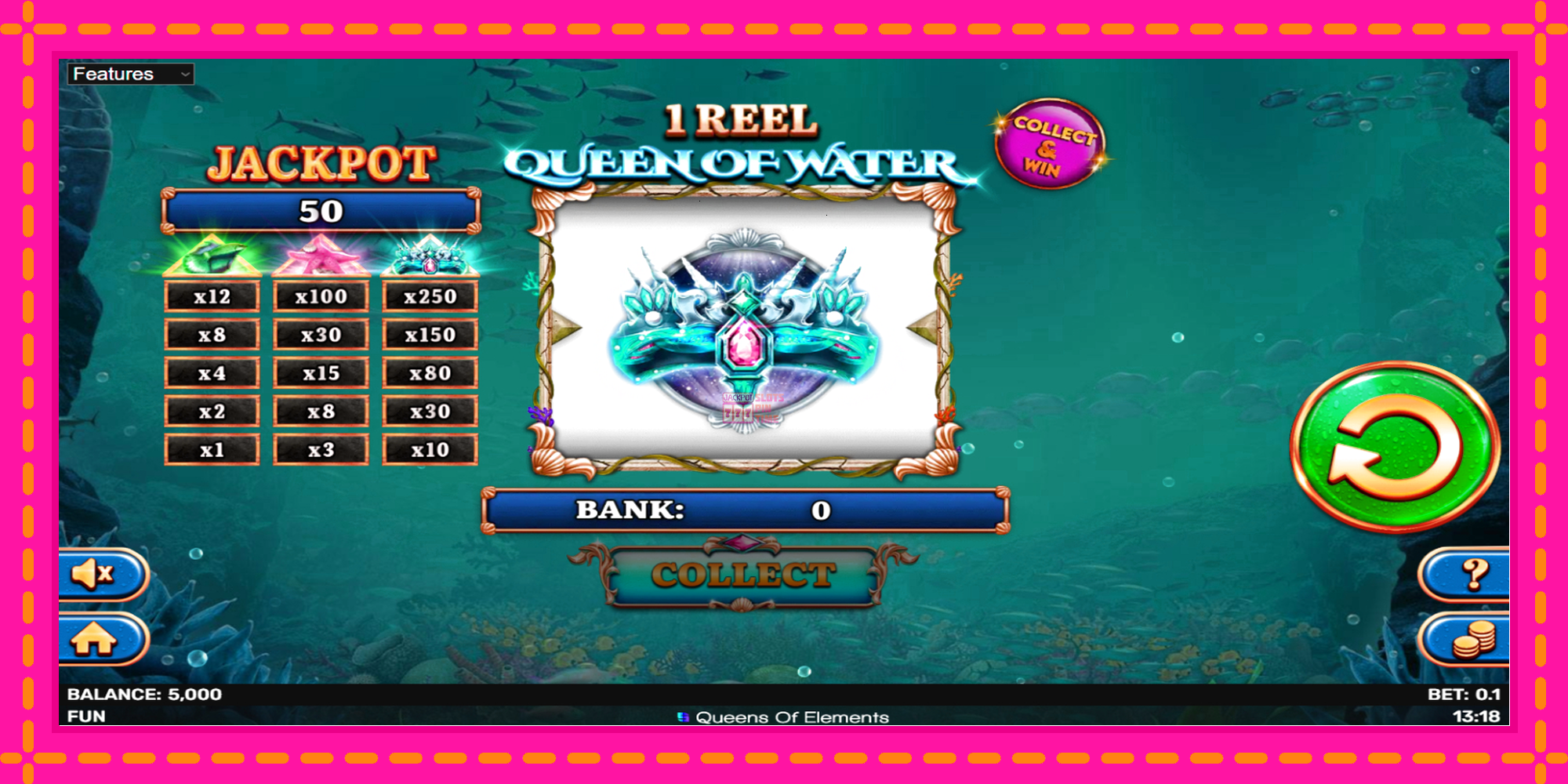 Slot machine 1 Reel Queen of Water gratuitamente, immagine 2