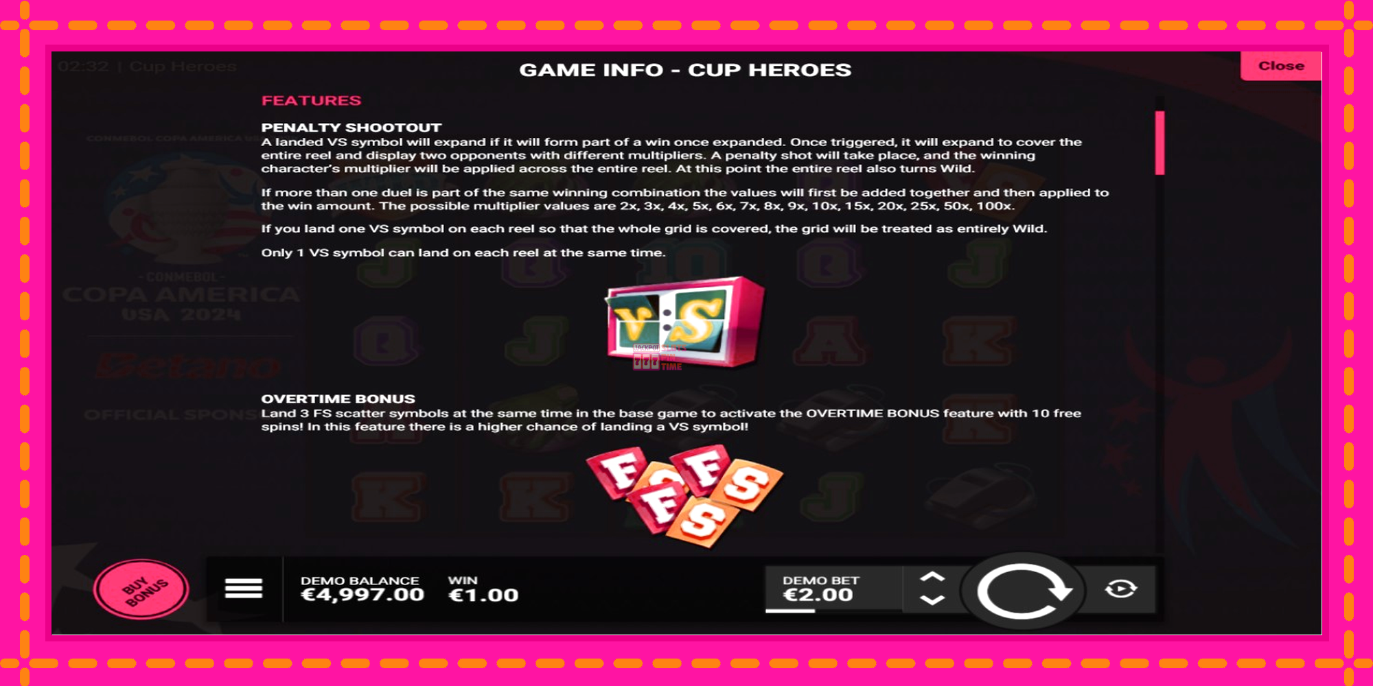 Slot machine Cup Heroes gratuitamente, immagine 4