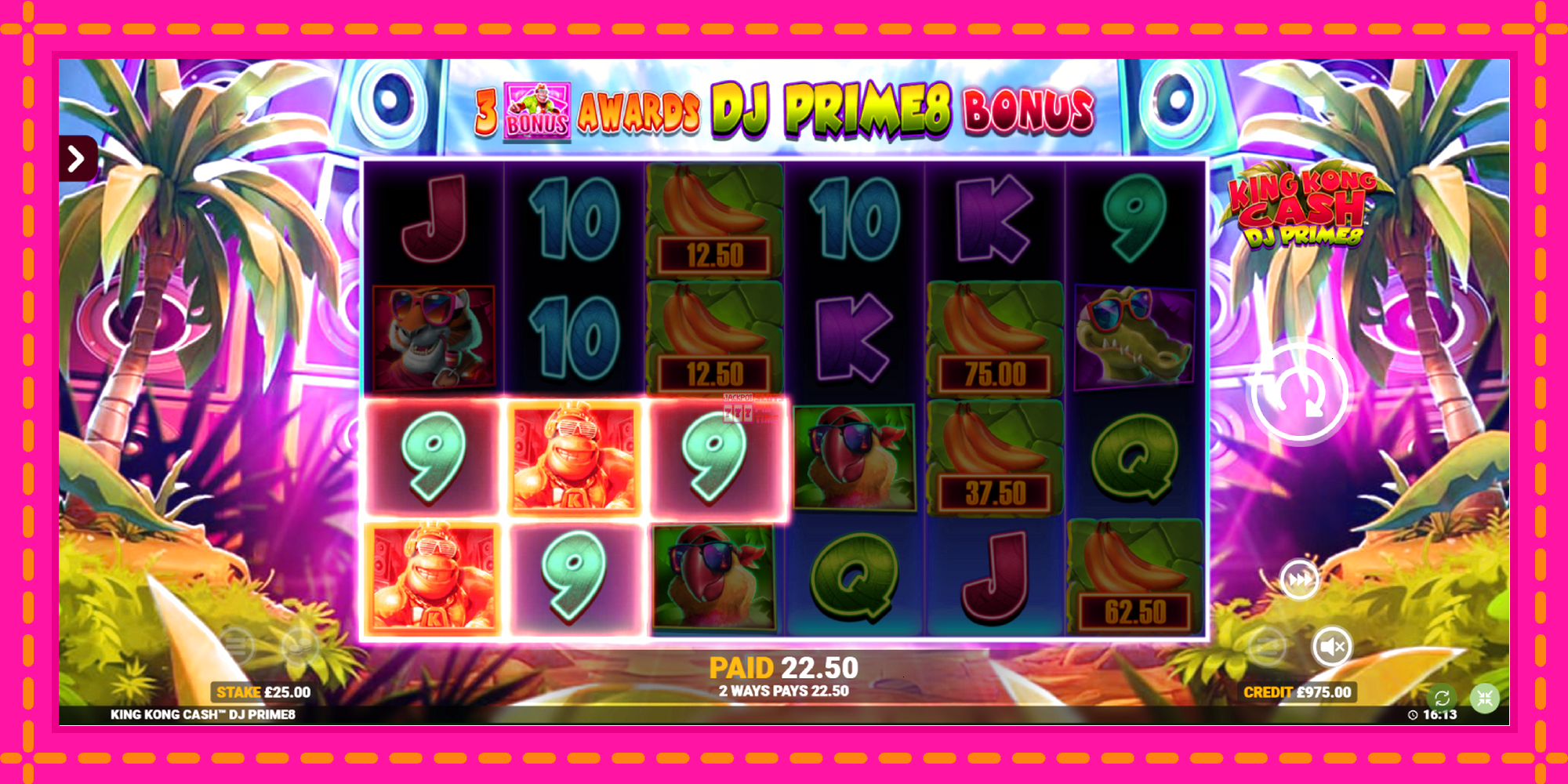 Slot machine King Kong Cash DJ Prime8 Rapid Fire Jackpots gratuitamente, immagine 3