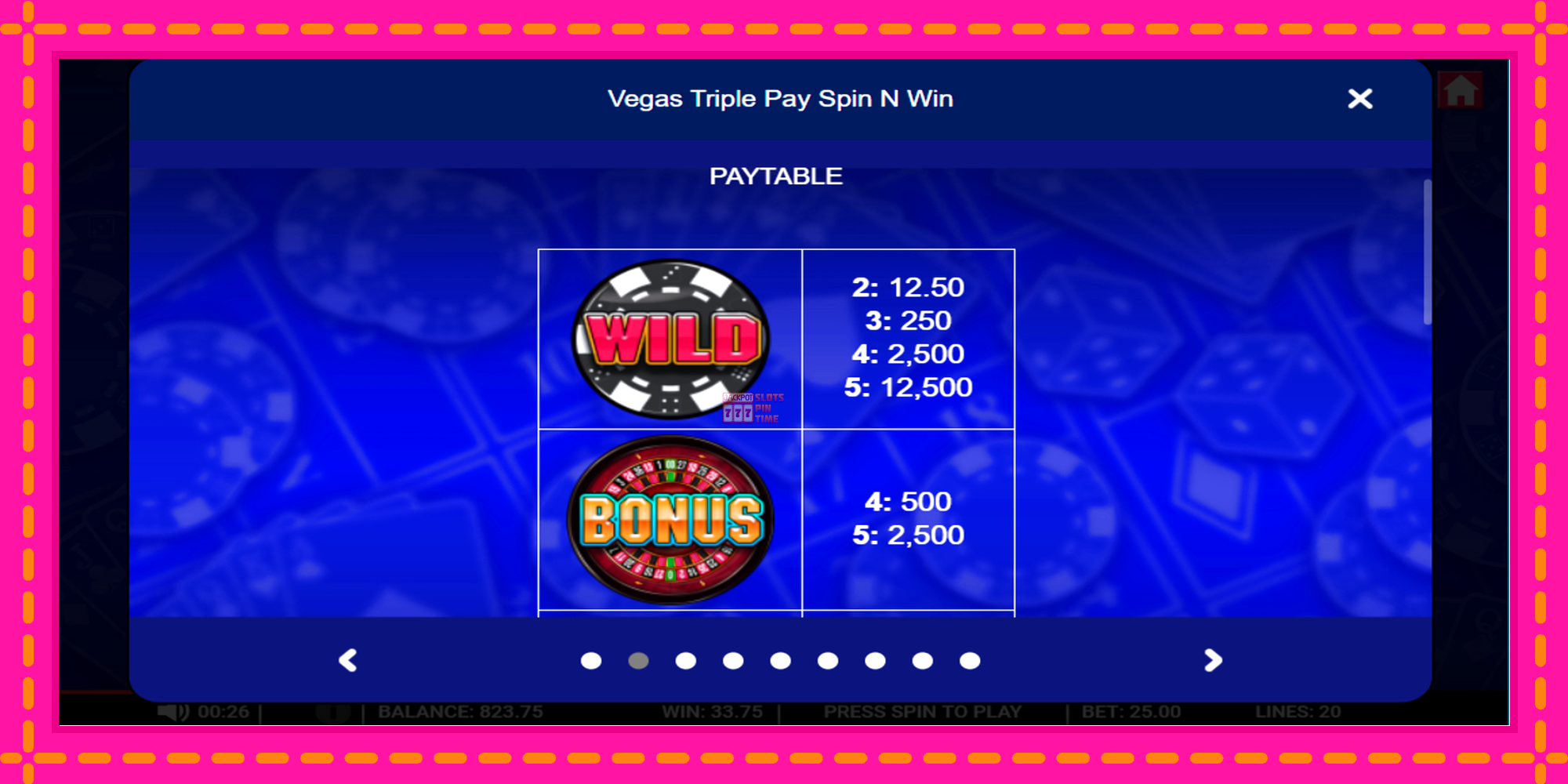 Slot machine Vegas Triple Pay Spin n Win gratuitamente, immagine 3