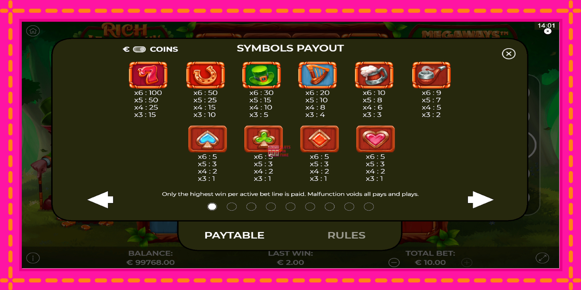 Slot machine Rich Leprechaun Megaways gratuitamente, immagine 5