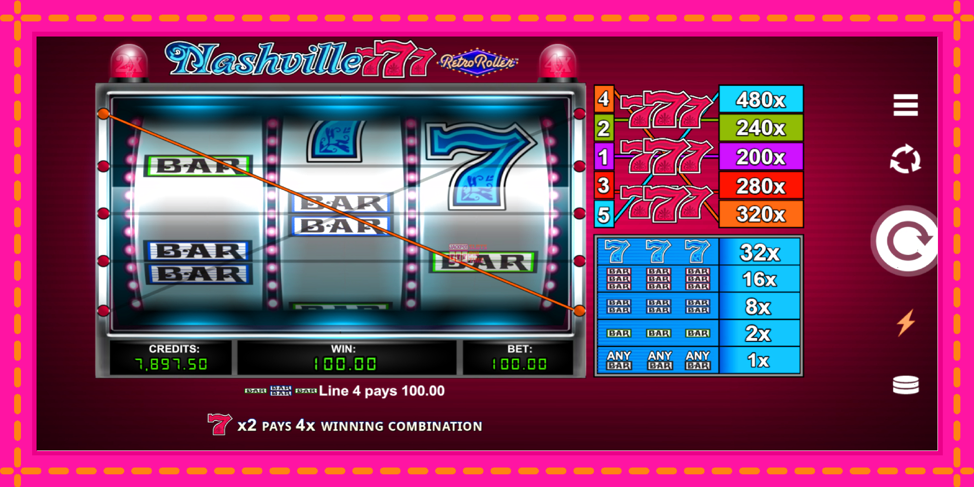 Slot machine Nashville 777 Retro Roller gratuitamente, immagine 3