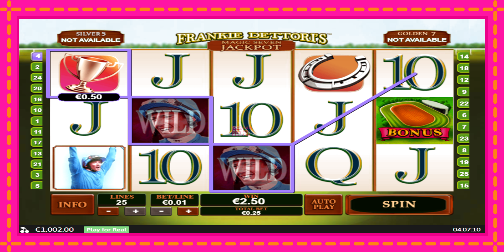 Slot machine Frankie Dettori Magic Seven Jackpot gratuitamente, immagine 2