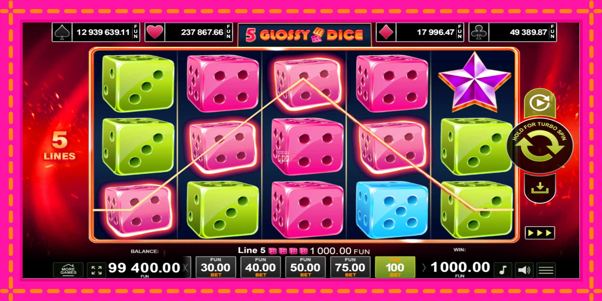 Slot machine 5 Glossy Dice gratuitamente, immagine 4