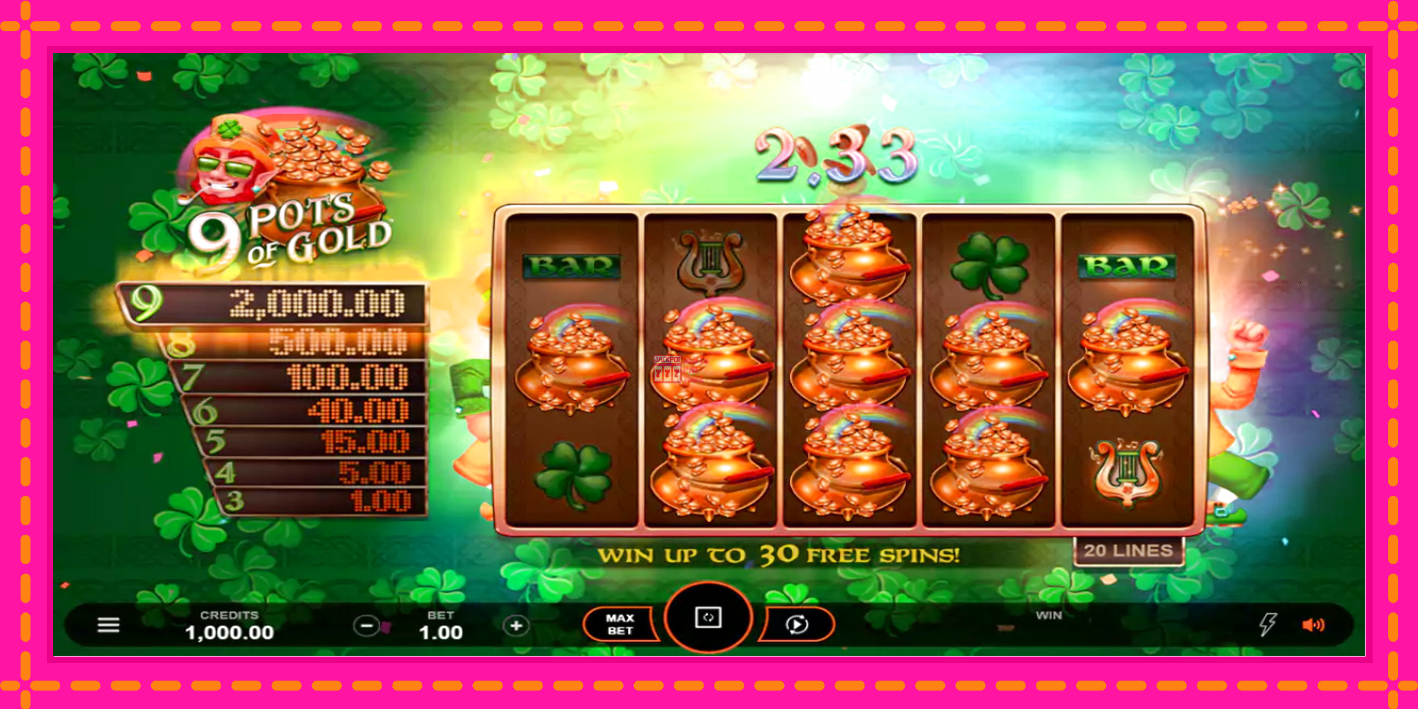 Slot machine 9 Pots of Gold Land & Win gratuitamente, immagine 5