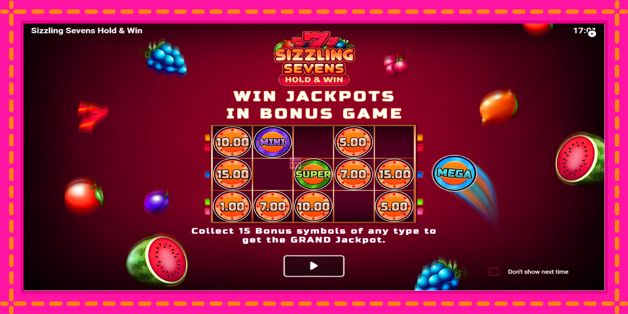 Slot machine Sizzling Sevens Hold & Win gratuitamente, immagine 1