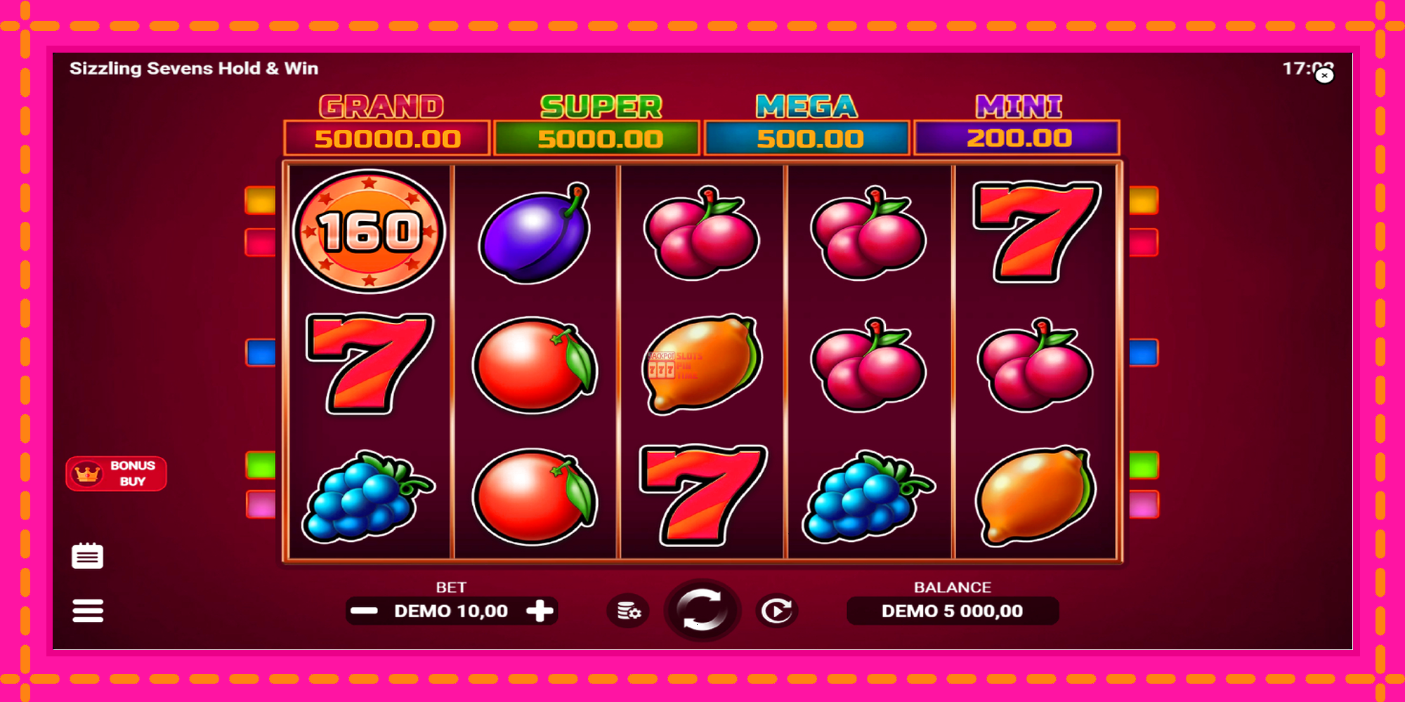 Slot machine Sizzling Sevens Hold & Win gratuitamente, immagine 2