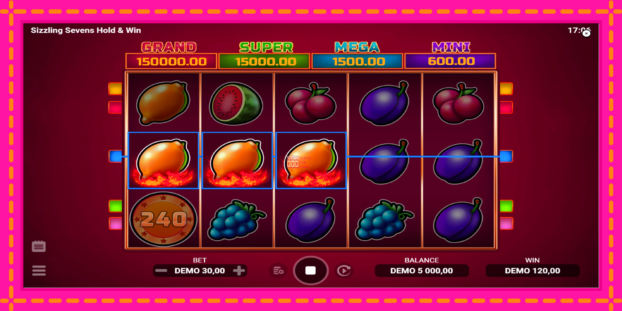 Slot machine Sizzling Sevens Hold & Win gratuitamente, immagine 3