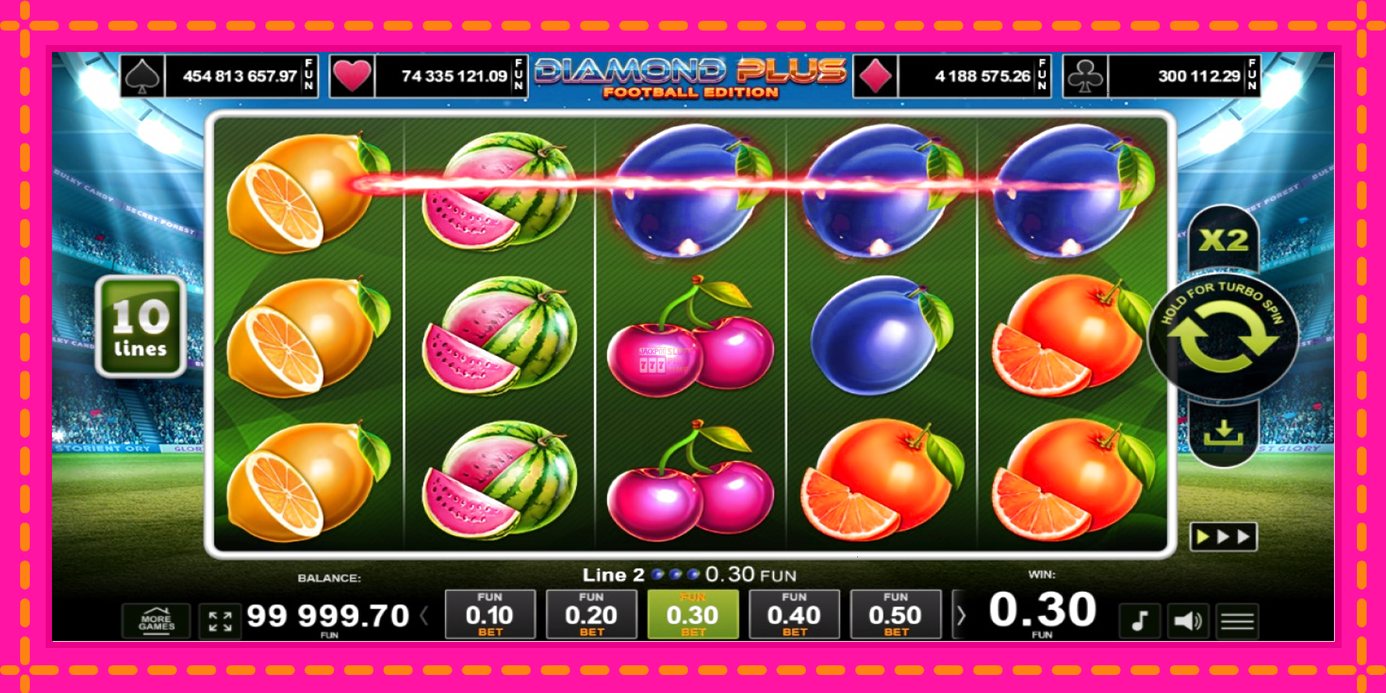 Slot machine Diamond Plus Football Edition gratuitamente, immagine 2