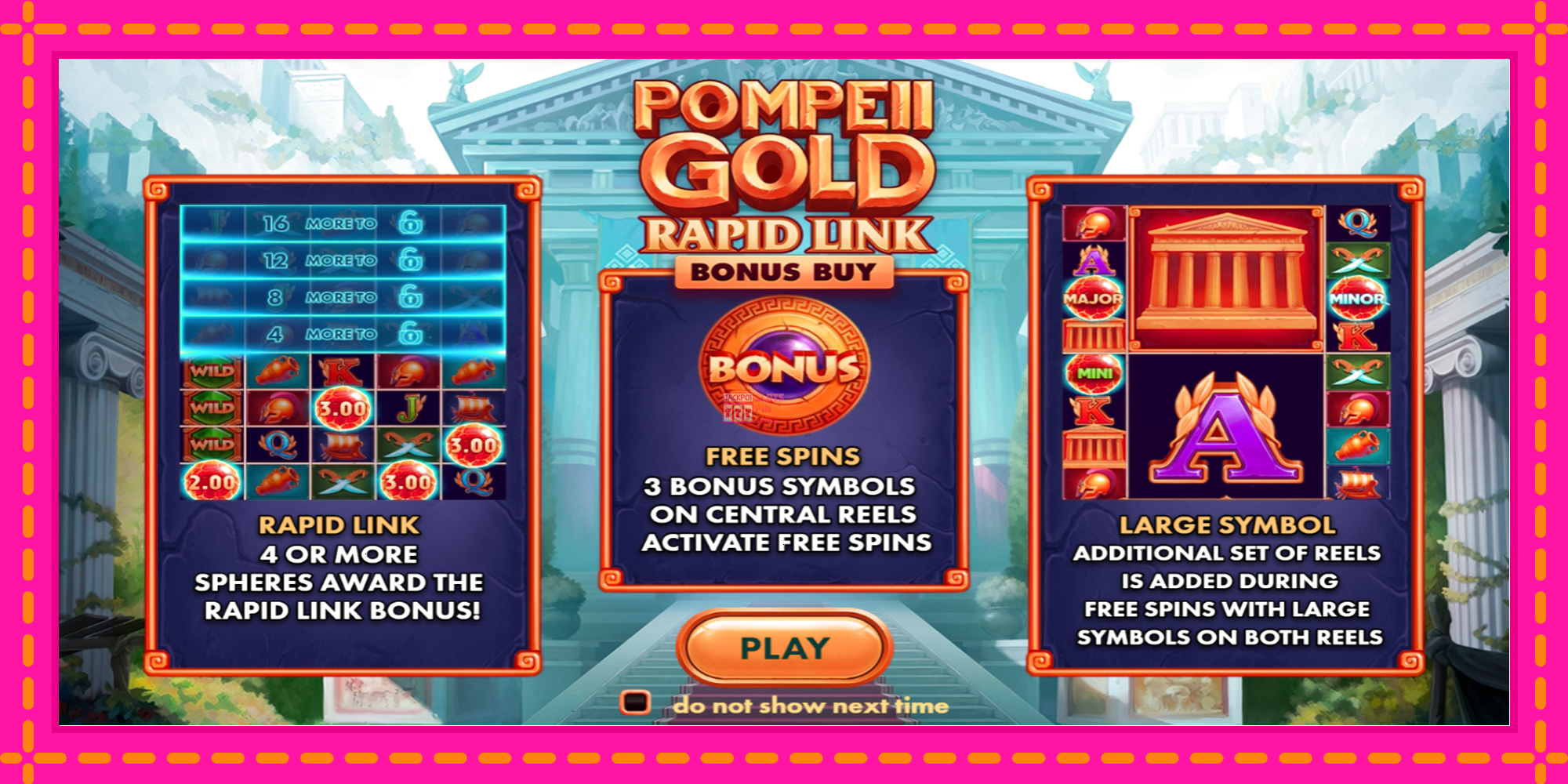 Slot machine Pompeii Gold Rapid Link Bonus Buy gratuitamente, immagine 1