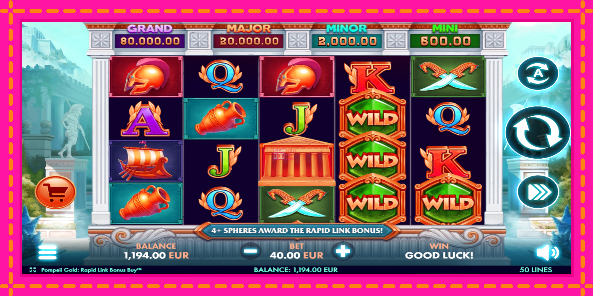 Slot machine Pompeii Gold Rapid Link Bonus Buy gratuitamente, immagine 2